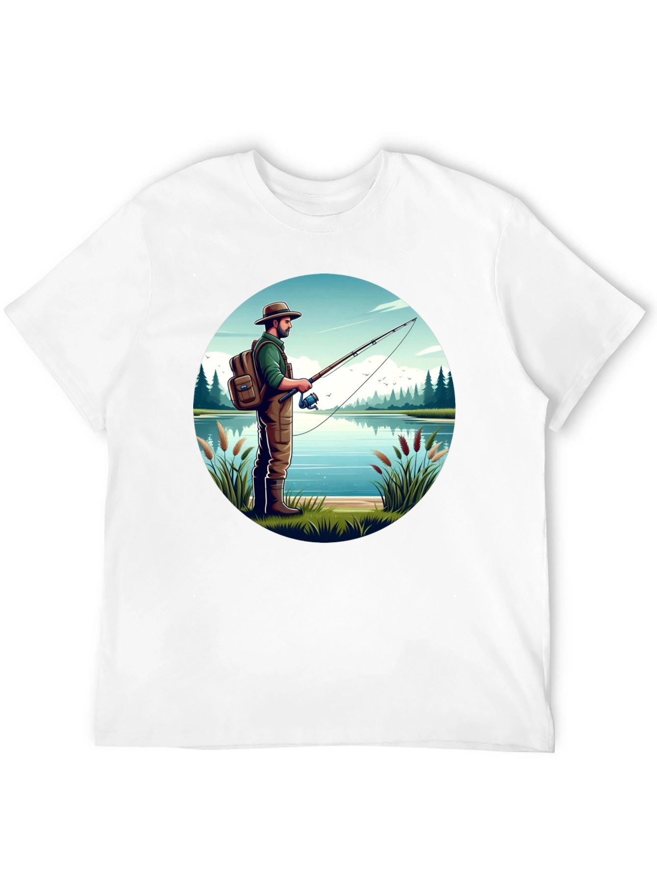 Fisherman Lake Graphic Tee - Nature Lover Shirt