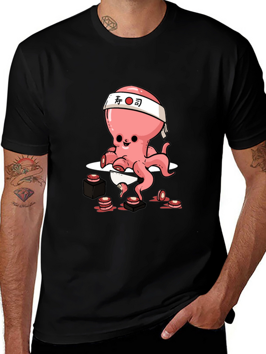 Sushi Chef Octopus Black T-shirt