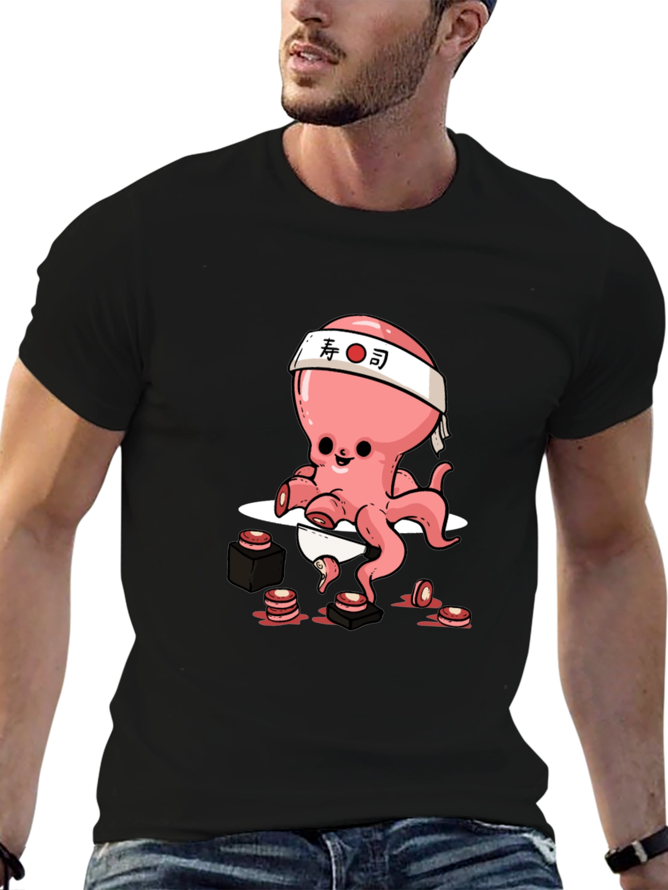 Sushi Chef Octopus Black T-shirt
