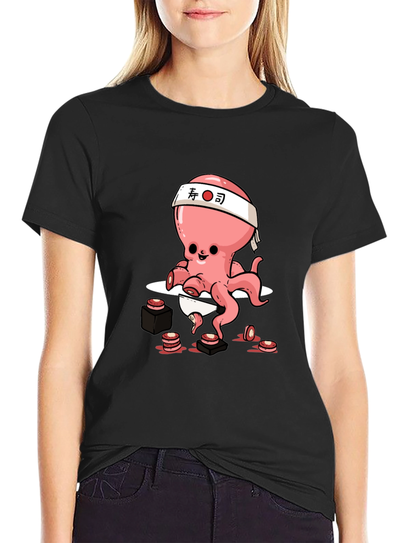 Sushi Chef Octopus Black T-shirt