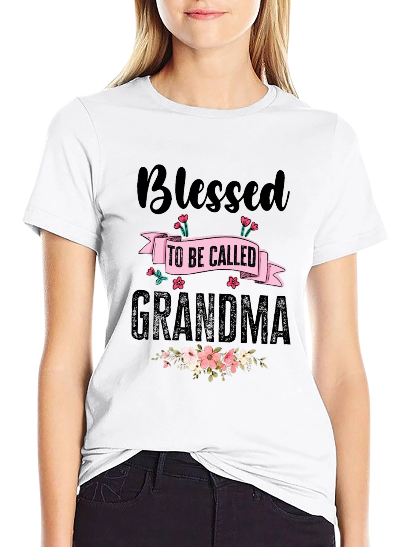Blessed Grandma T-Shirt - Floral Design