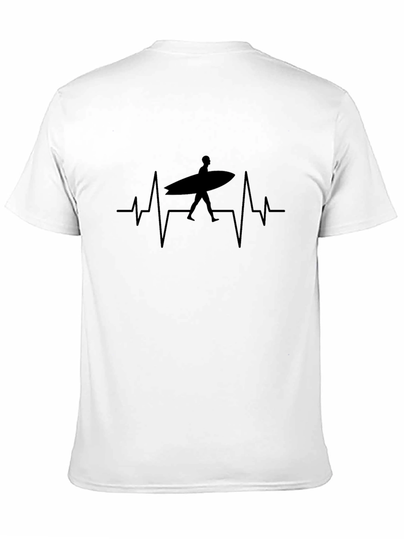 Surfing Heartbeat T-Shirt - Black Graphic Tee