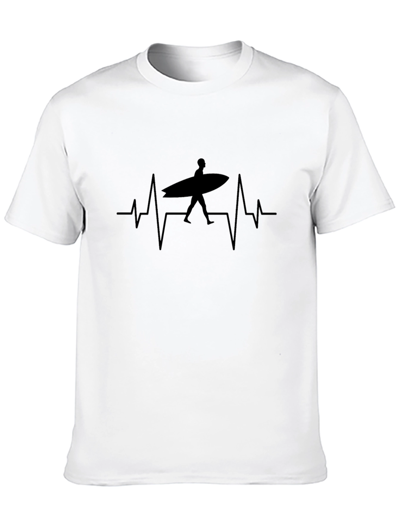 Surfing Heartbeat T-Shirt - Black Graphic Tee