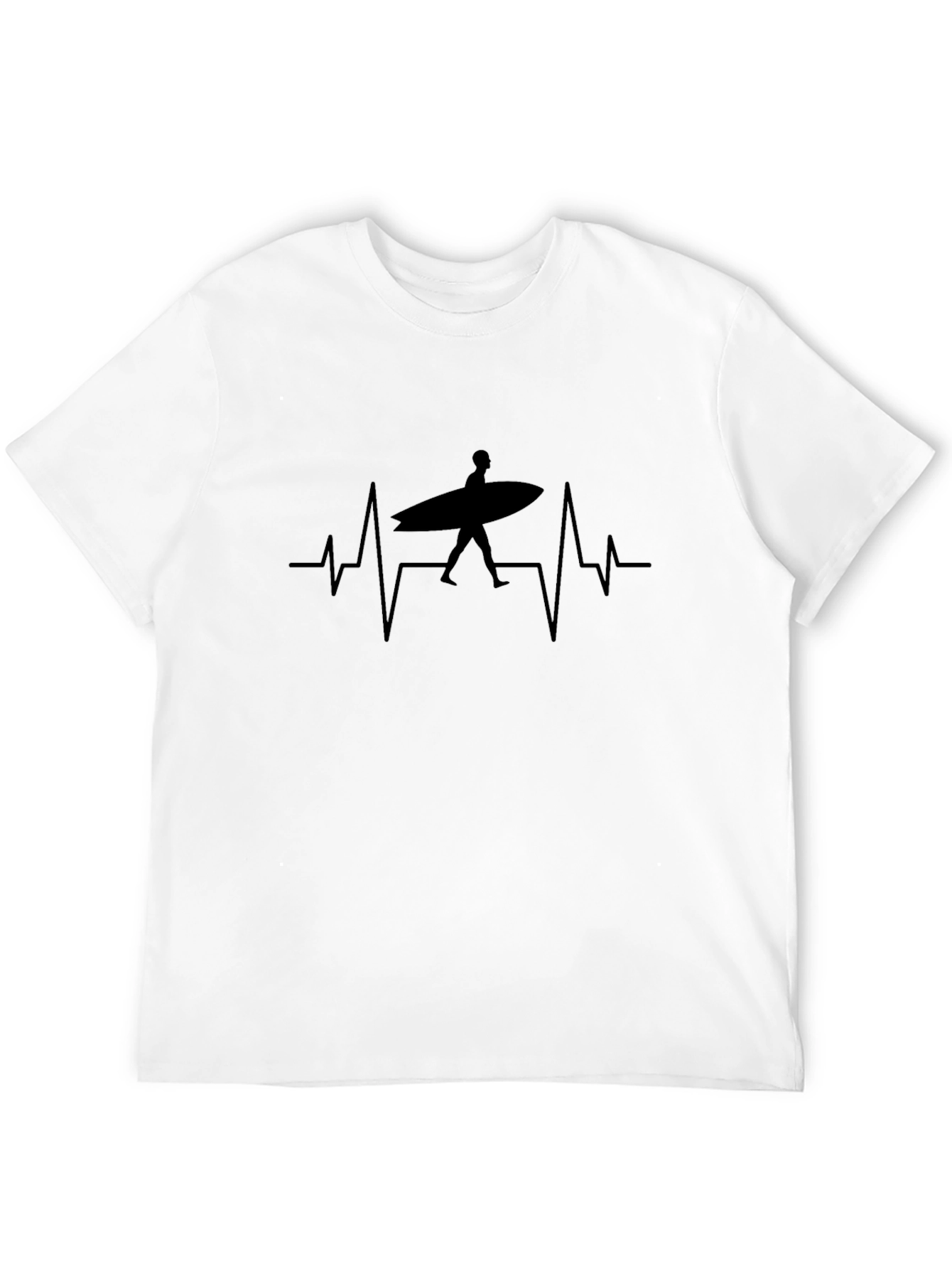 Surfing Heartbeat T-Shirt - Black Graphic Tee