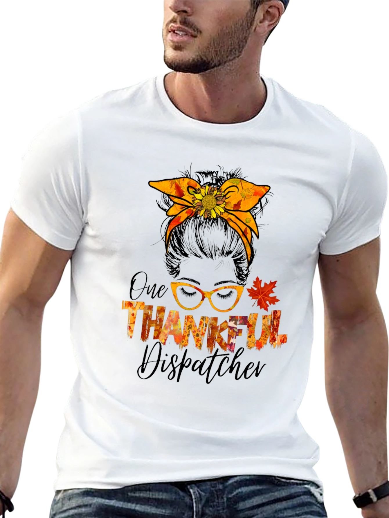 Thankful Dispatcher Messy Bun T-Shirt