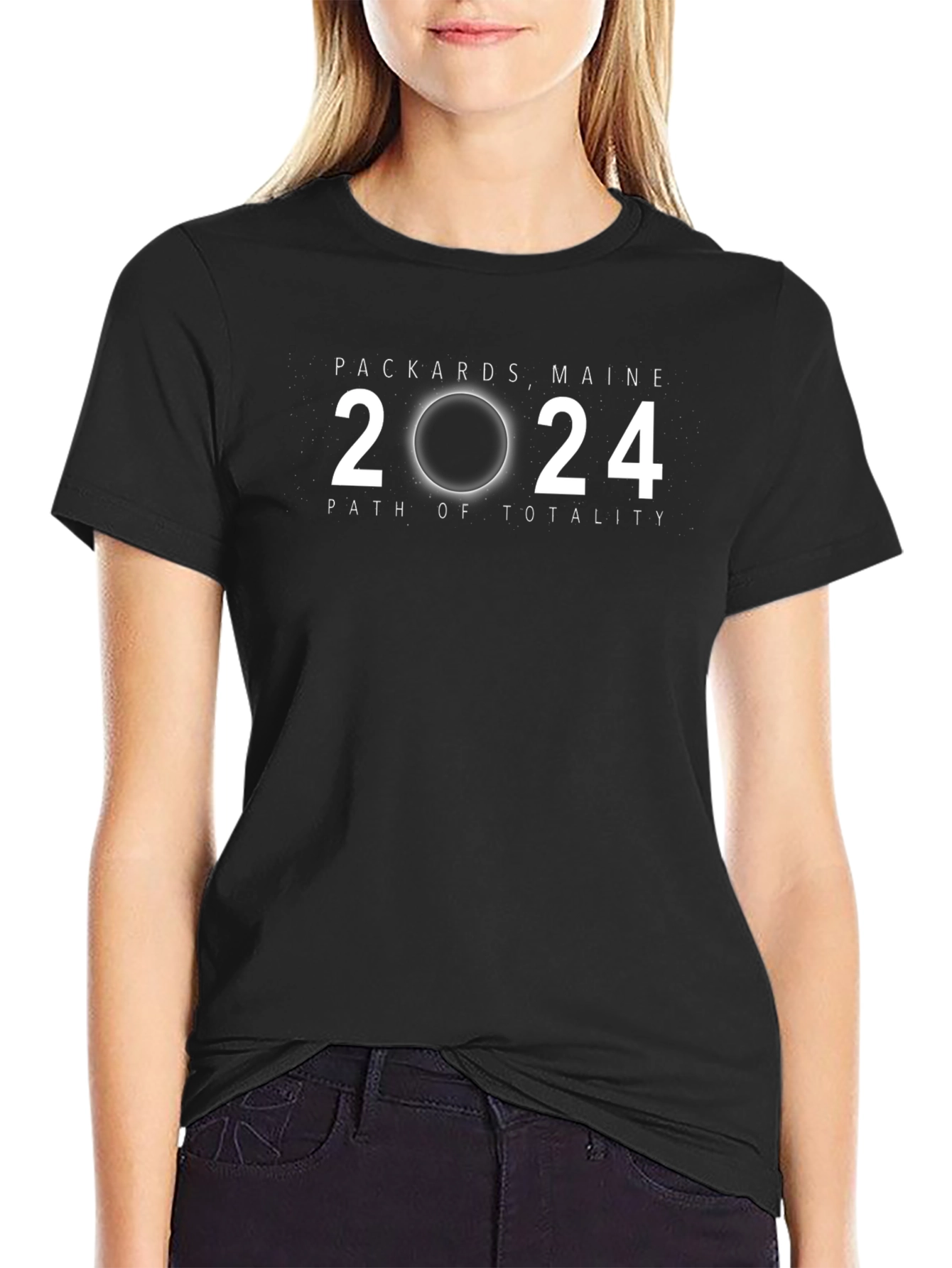 Packards Maine 2024 Path of Totality Black T-Shirt