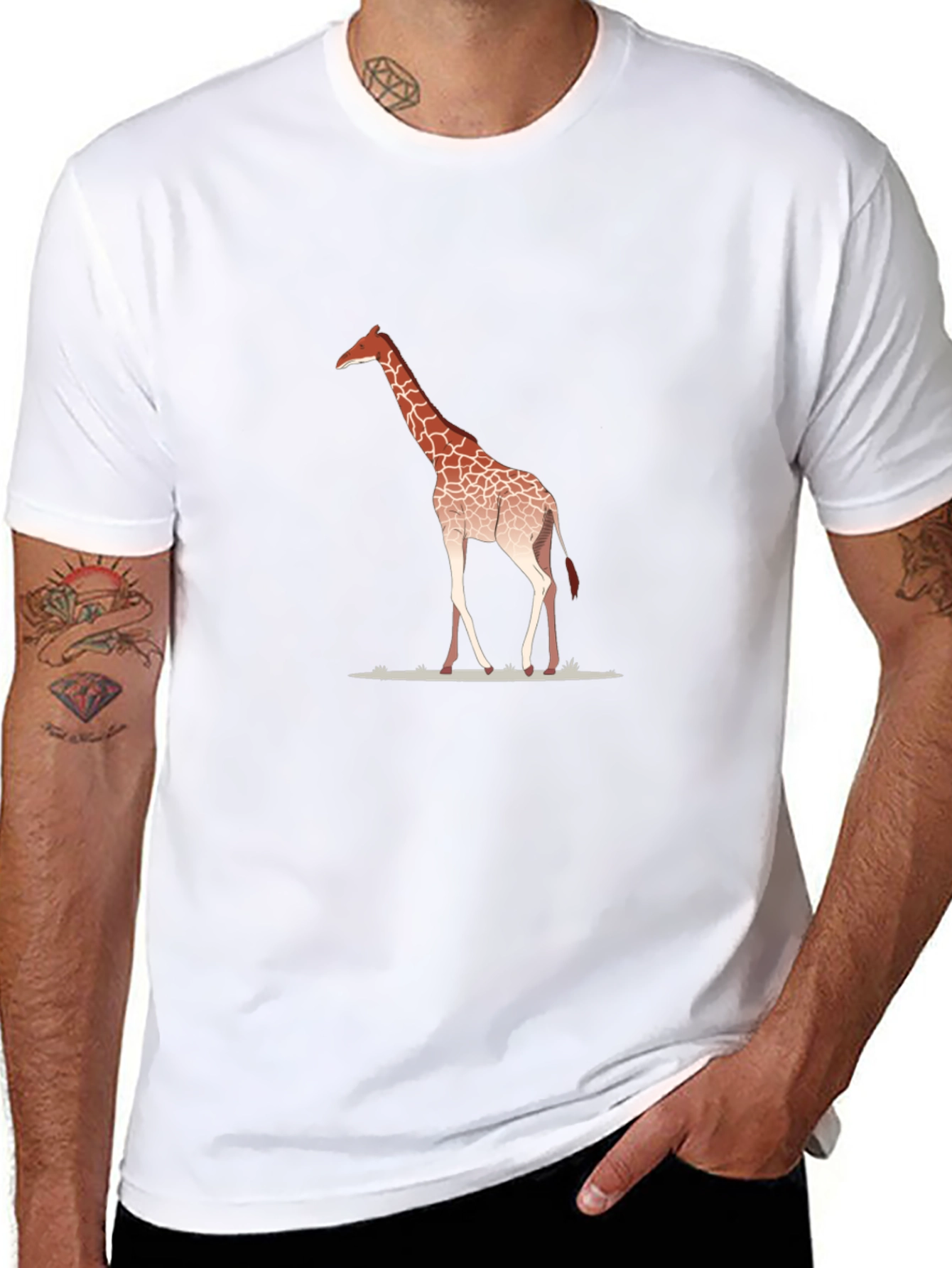Giraffe Graphic Print Black T-Shirt