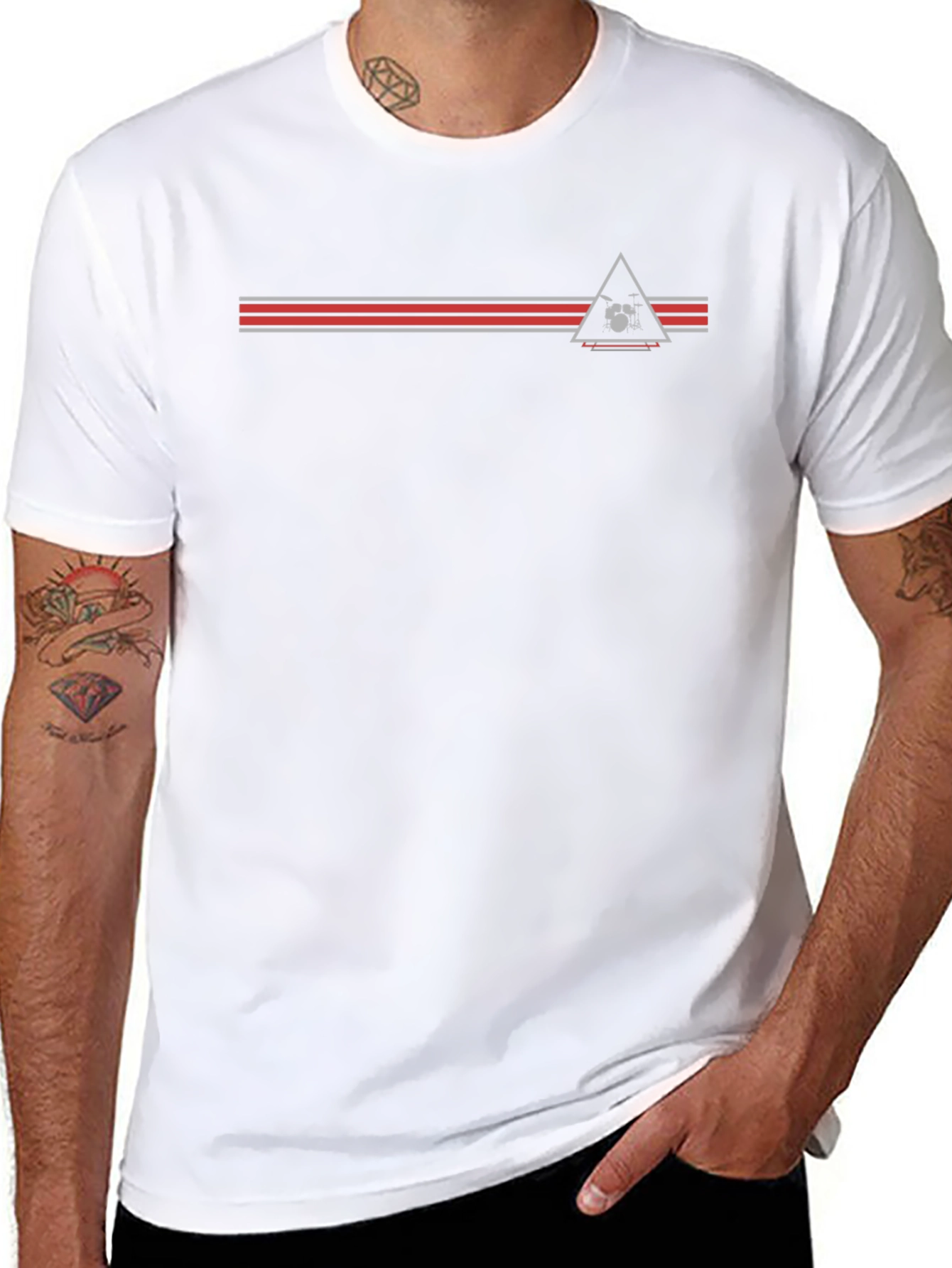 Modern Triangle Drum Set Graphic Tee - Black