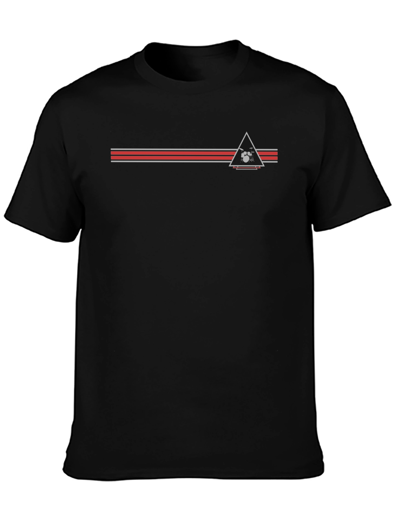 Modern Triangle Drum Set Graphic Tee - Black