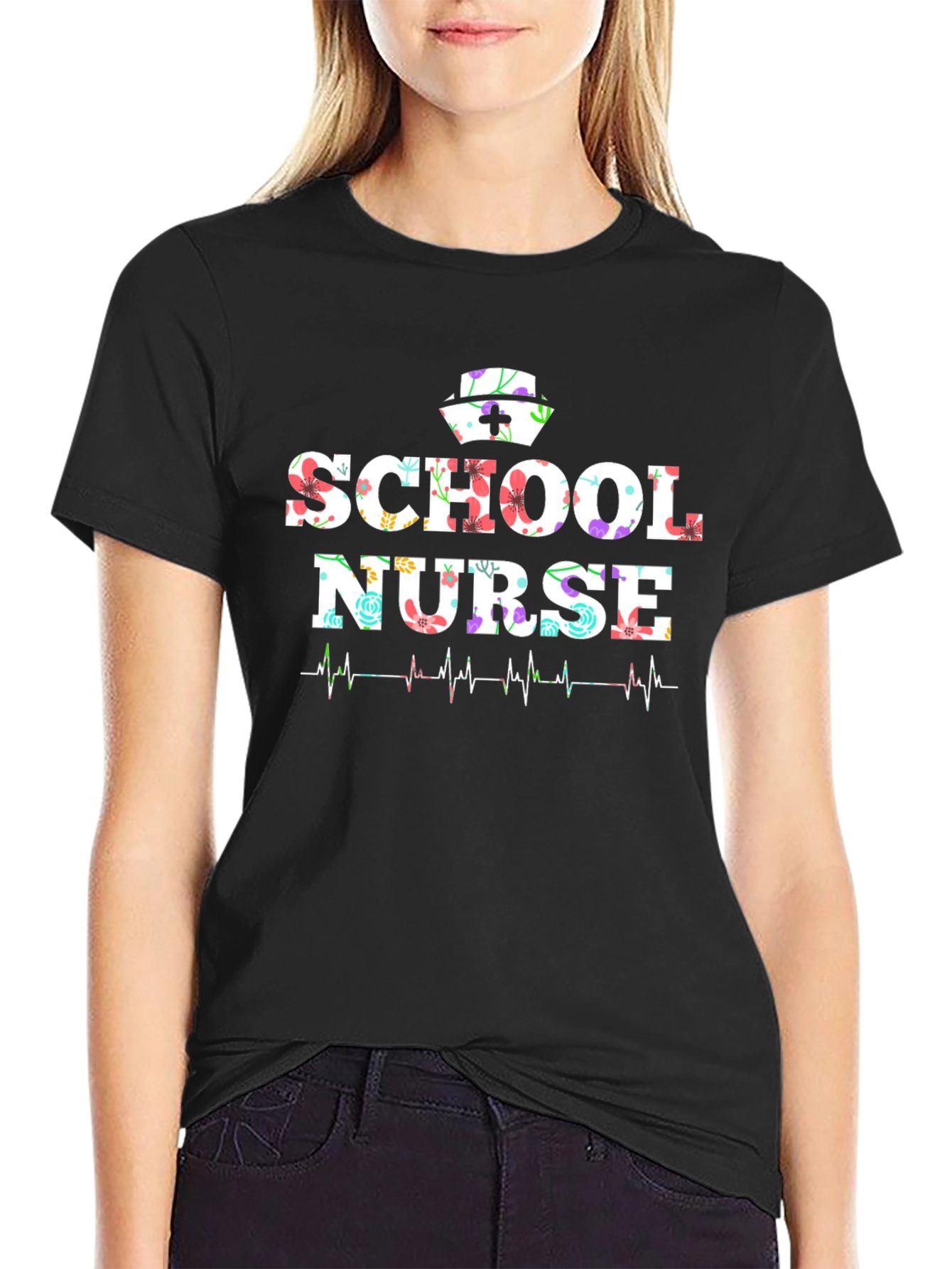 School Nurse Floral Graphic Tee