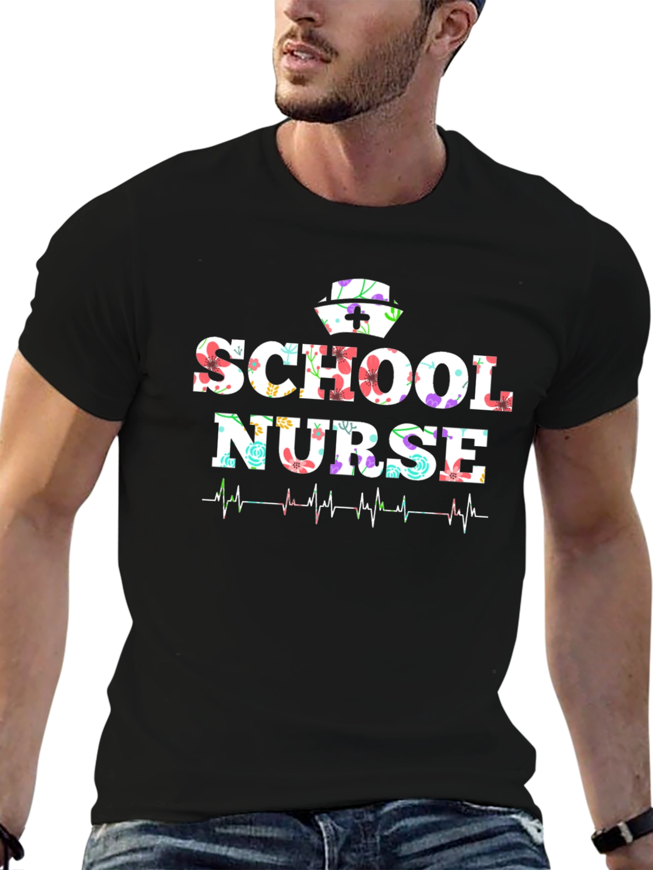 School Nurse Floral Graphic Tee