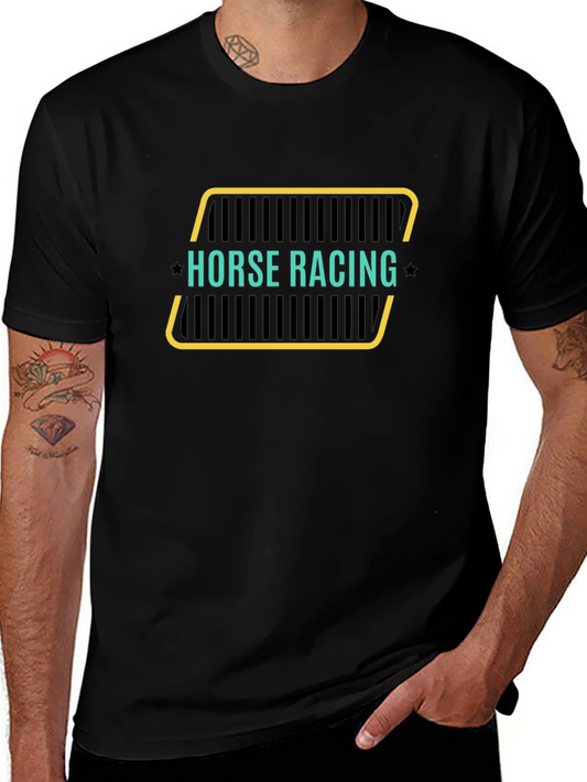 Horse Racing Graphic Tee - Stylish Mens Black T-Shirt