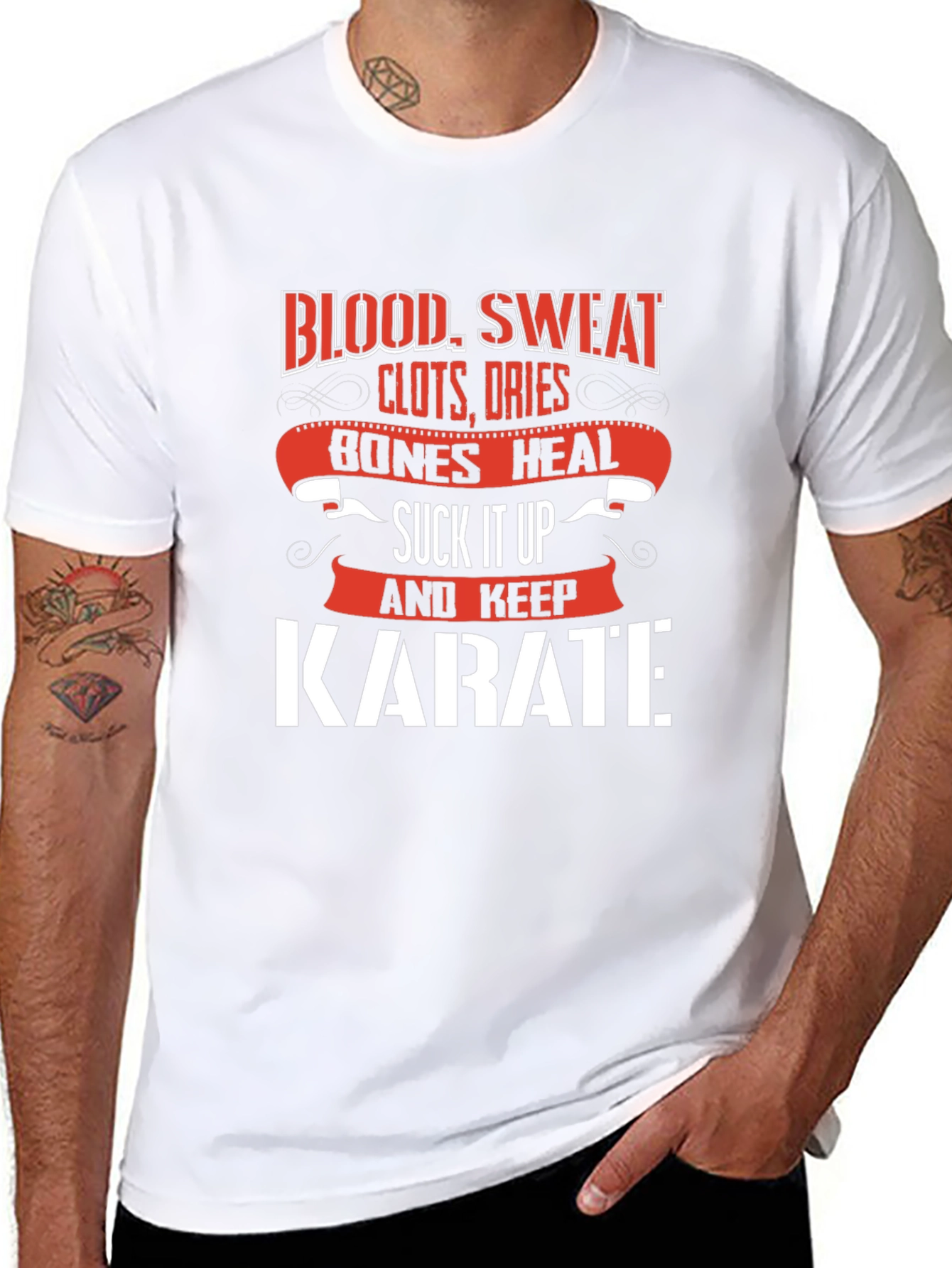Karate T-Shirt: Blood Sweat and Bones Graphic Tee