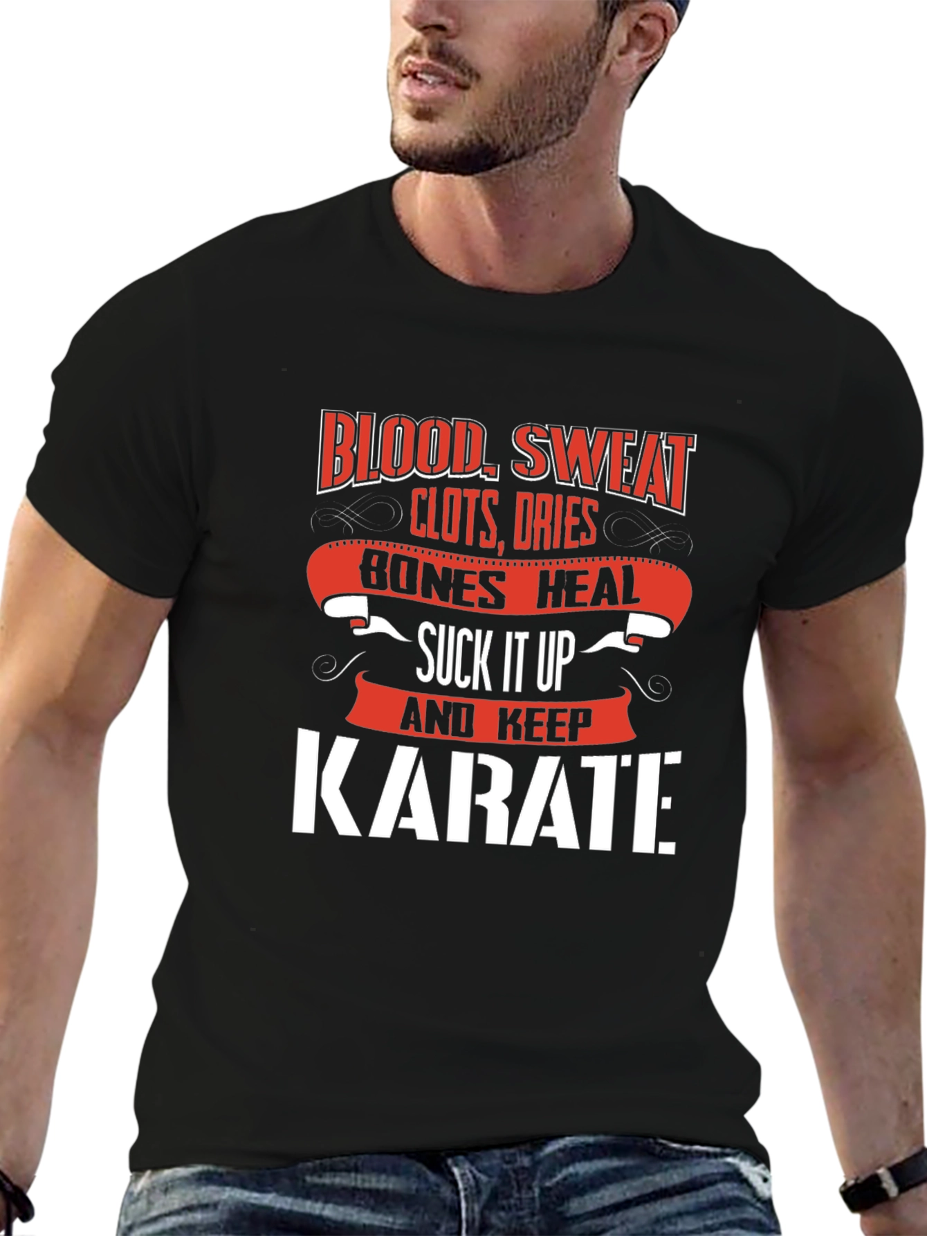 Karate T-Shirt: Blood Sweat and Bones Graphic Tee