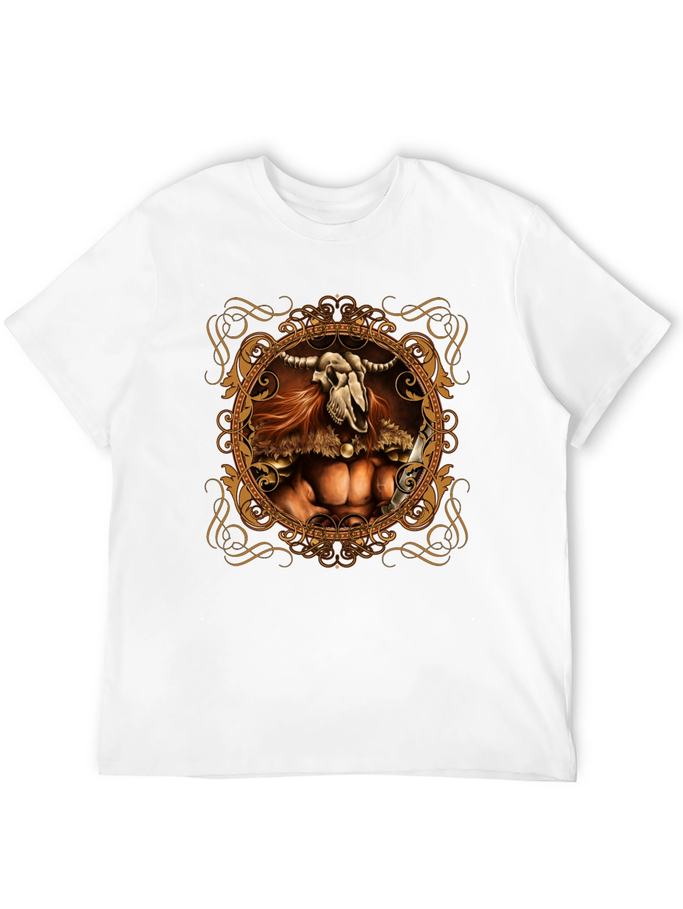 Skull Viking Warrior Graphic Tee - Black