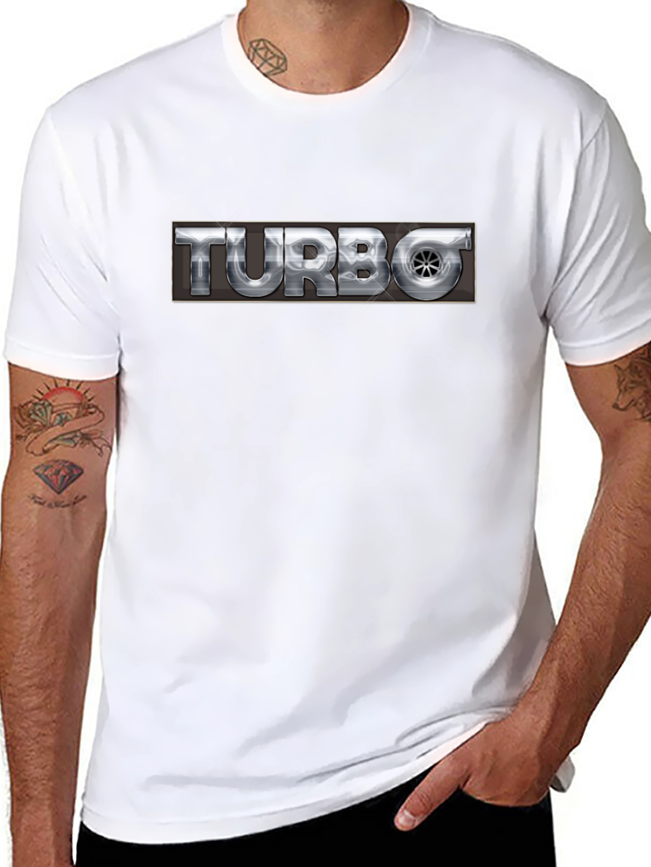 Turbo Graphic Print Black T-Shirt
