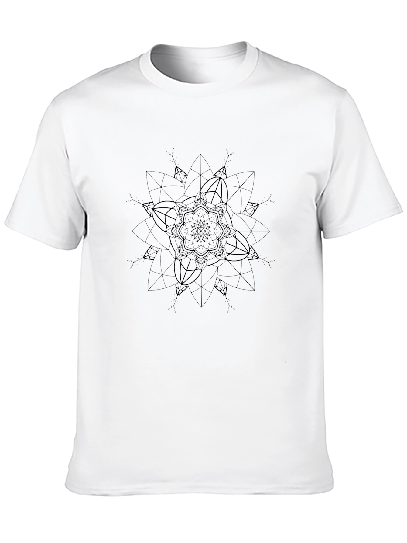 Mens Black Geometric Mandala Graphic Tee
