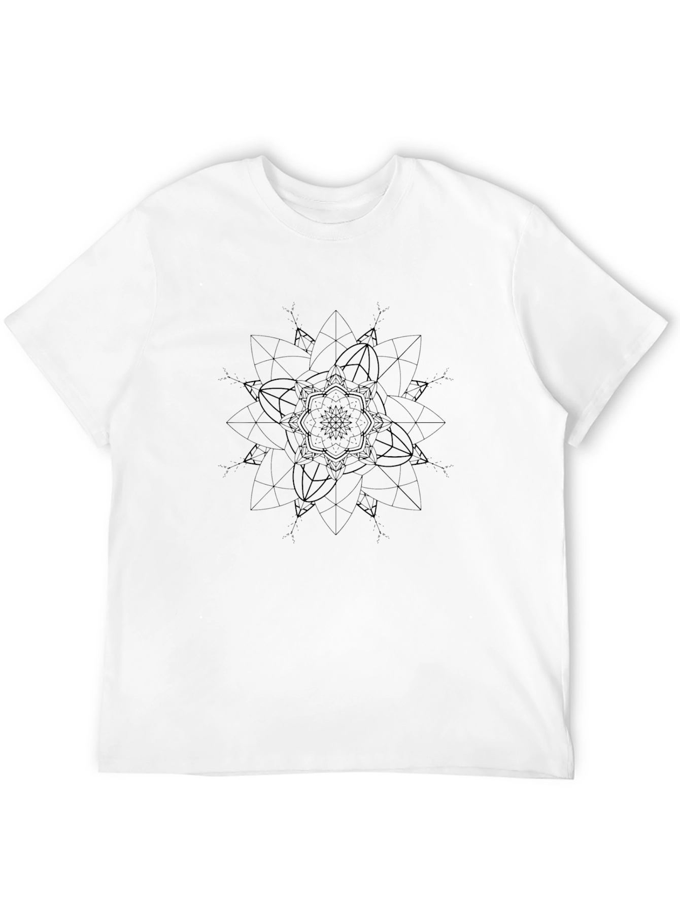 Mens Black Geometric Mandala Graphic Tee