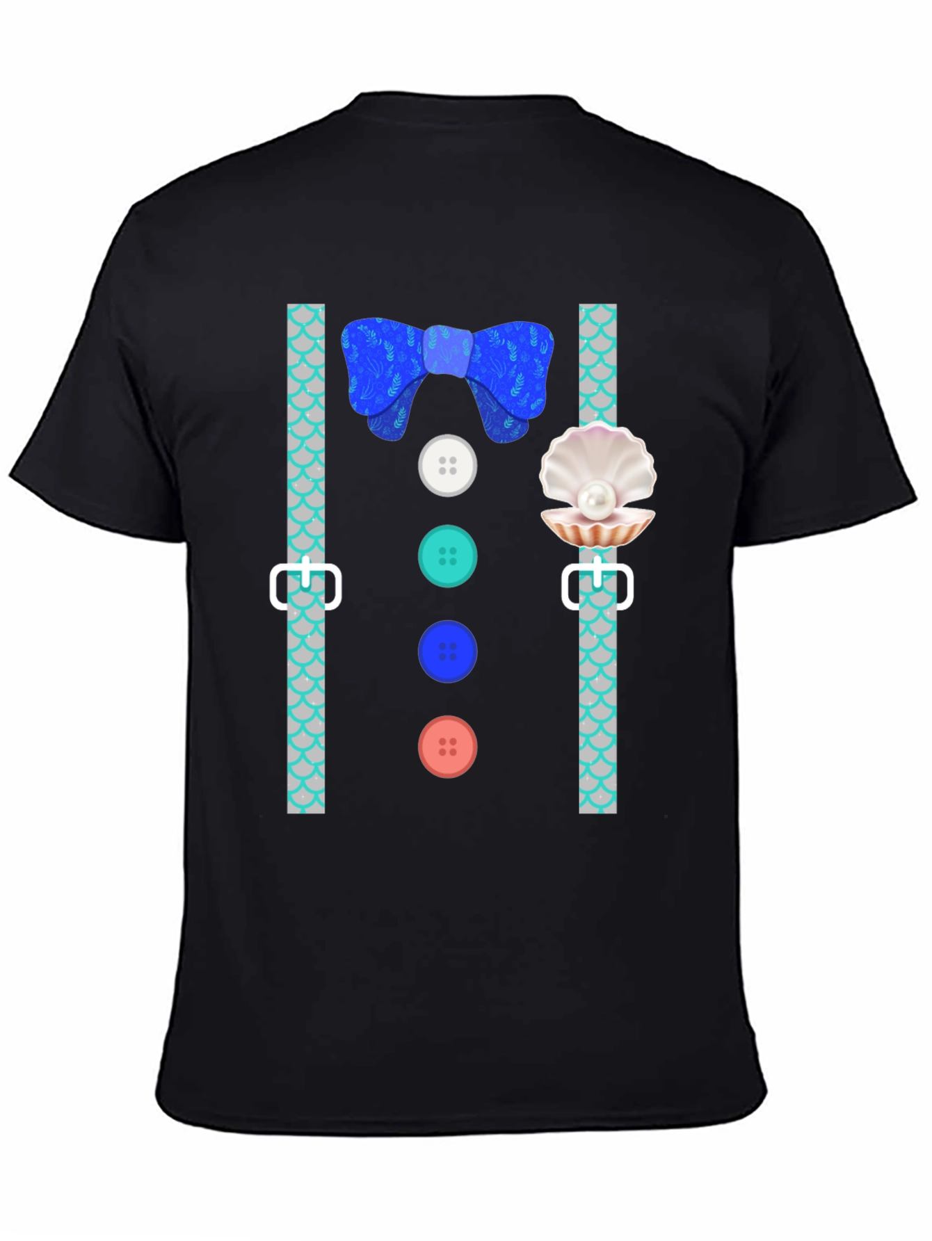Mermaid Man Bowtie & Buttons Novelty Graphic Tee