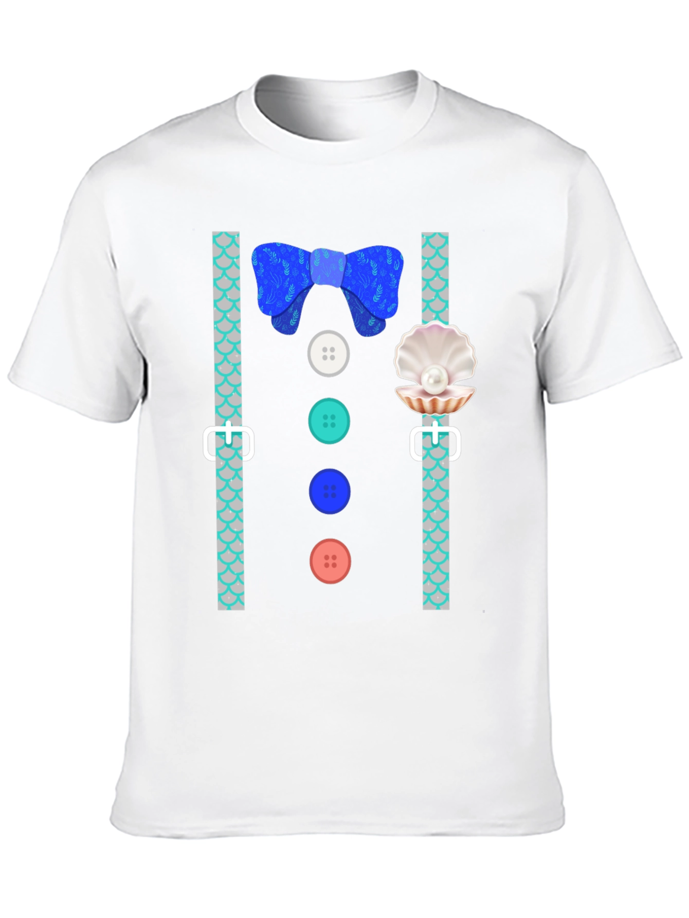 Mermaid Man Bowtie & Buttons Novelty Graphic Tee