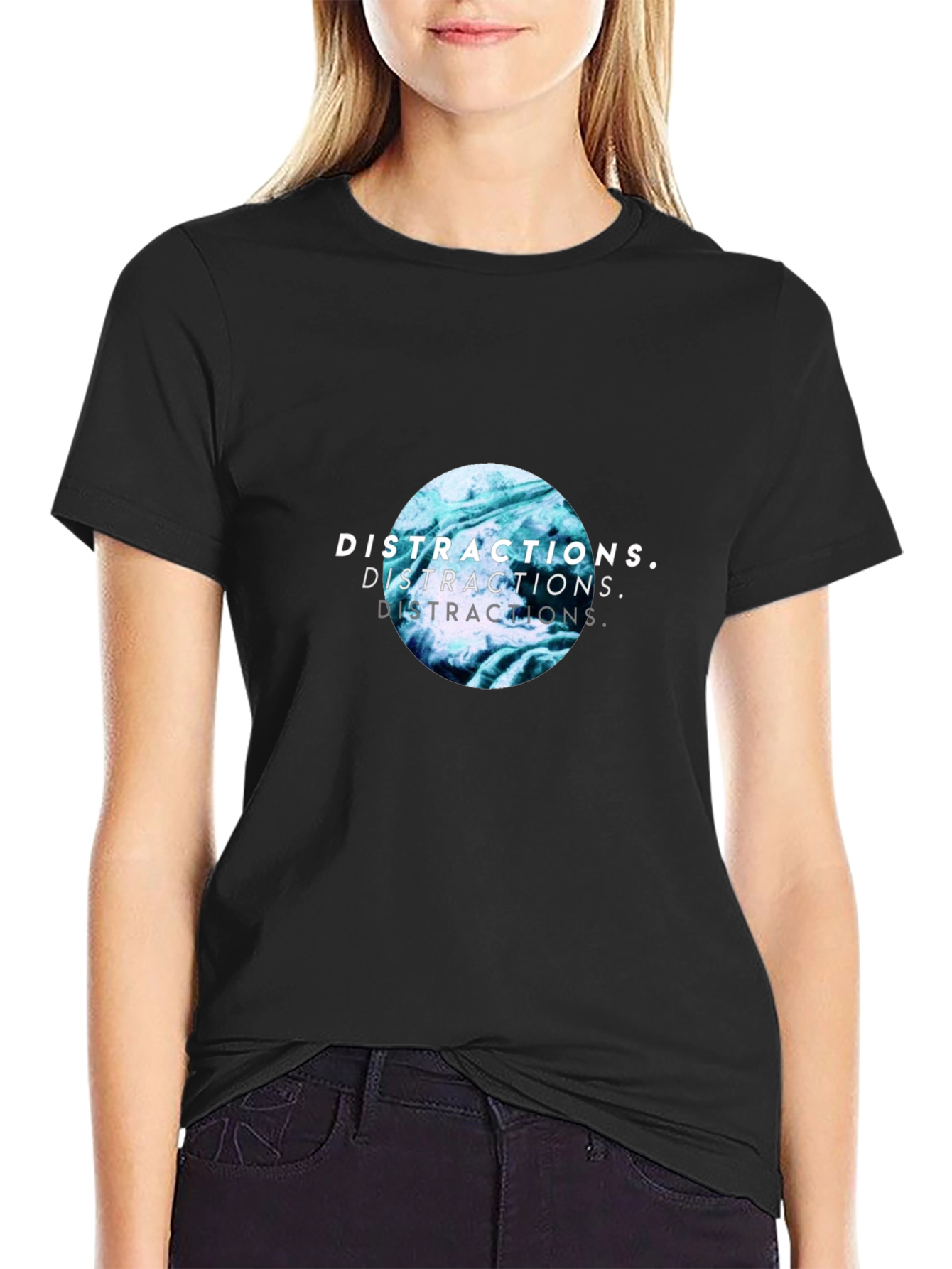 Distractions Graphic Print Crew Neck T-Shirt