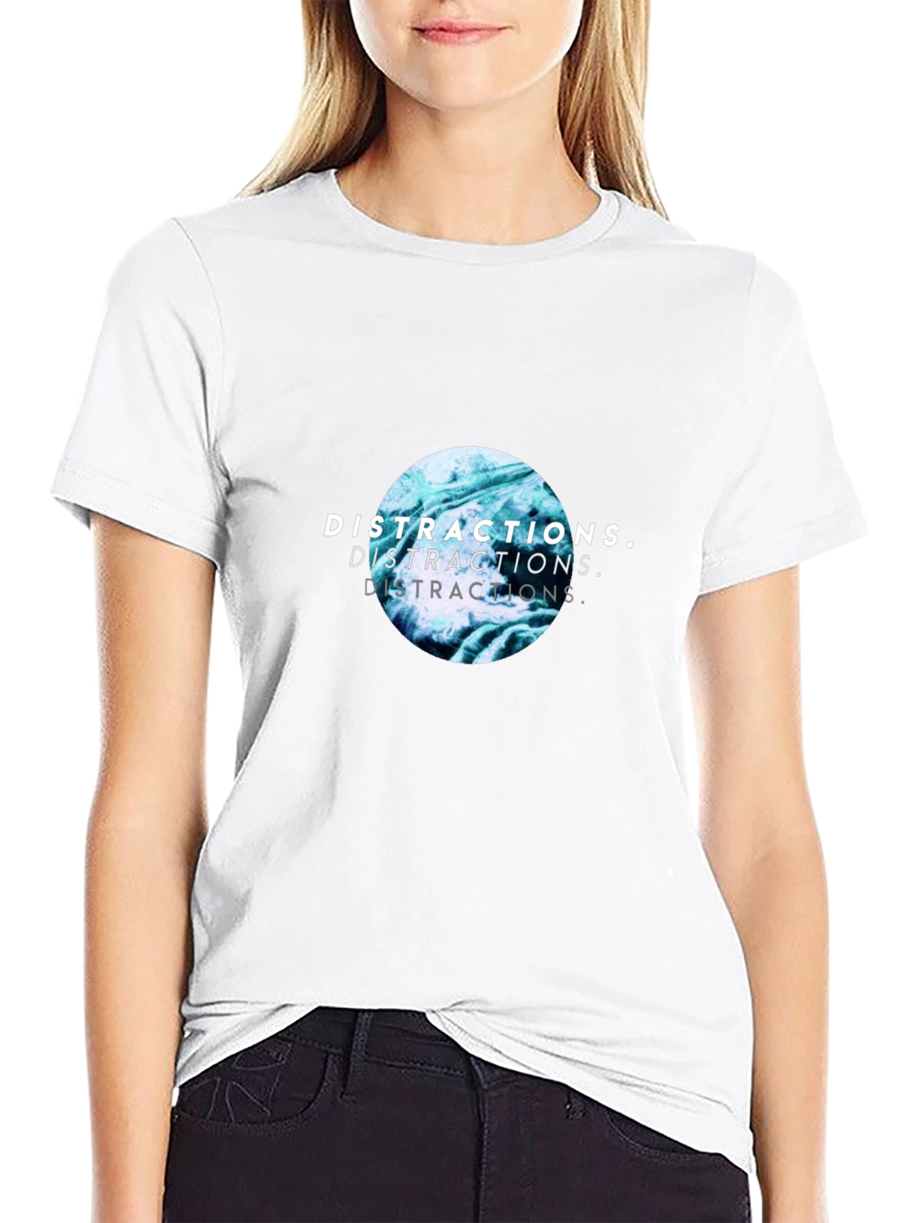 Distractions Graphic Print Crew Neck T-Shirt