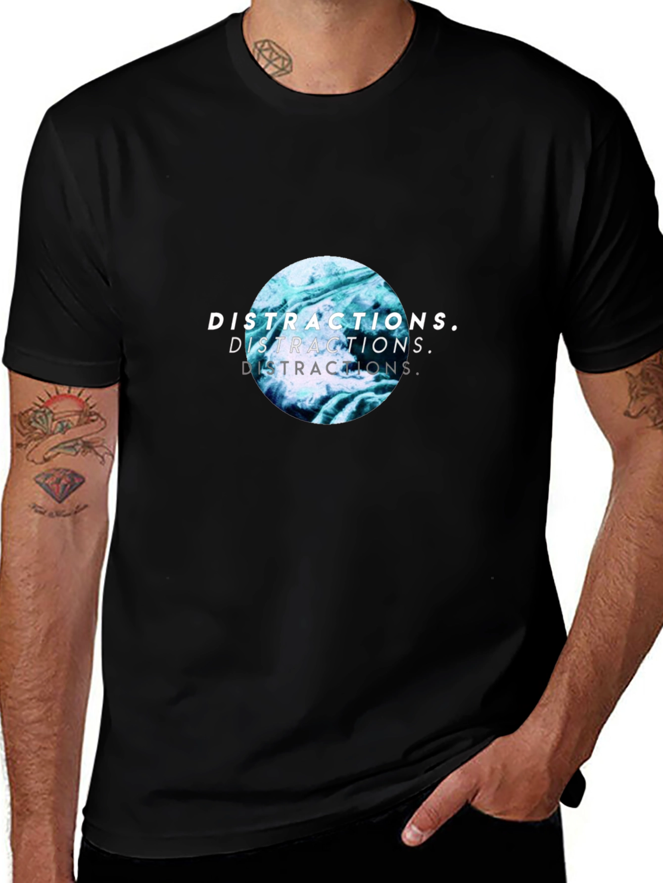 Distractions Graphic Print Crew Neck T-Shirt