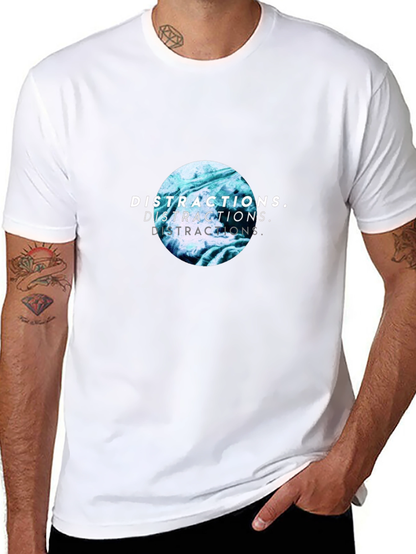 Distractions Graphic Print Crew Neck T-Shirt