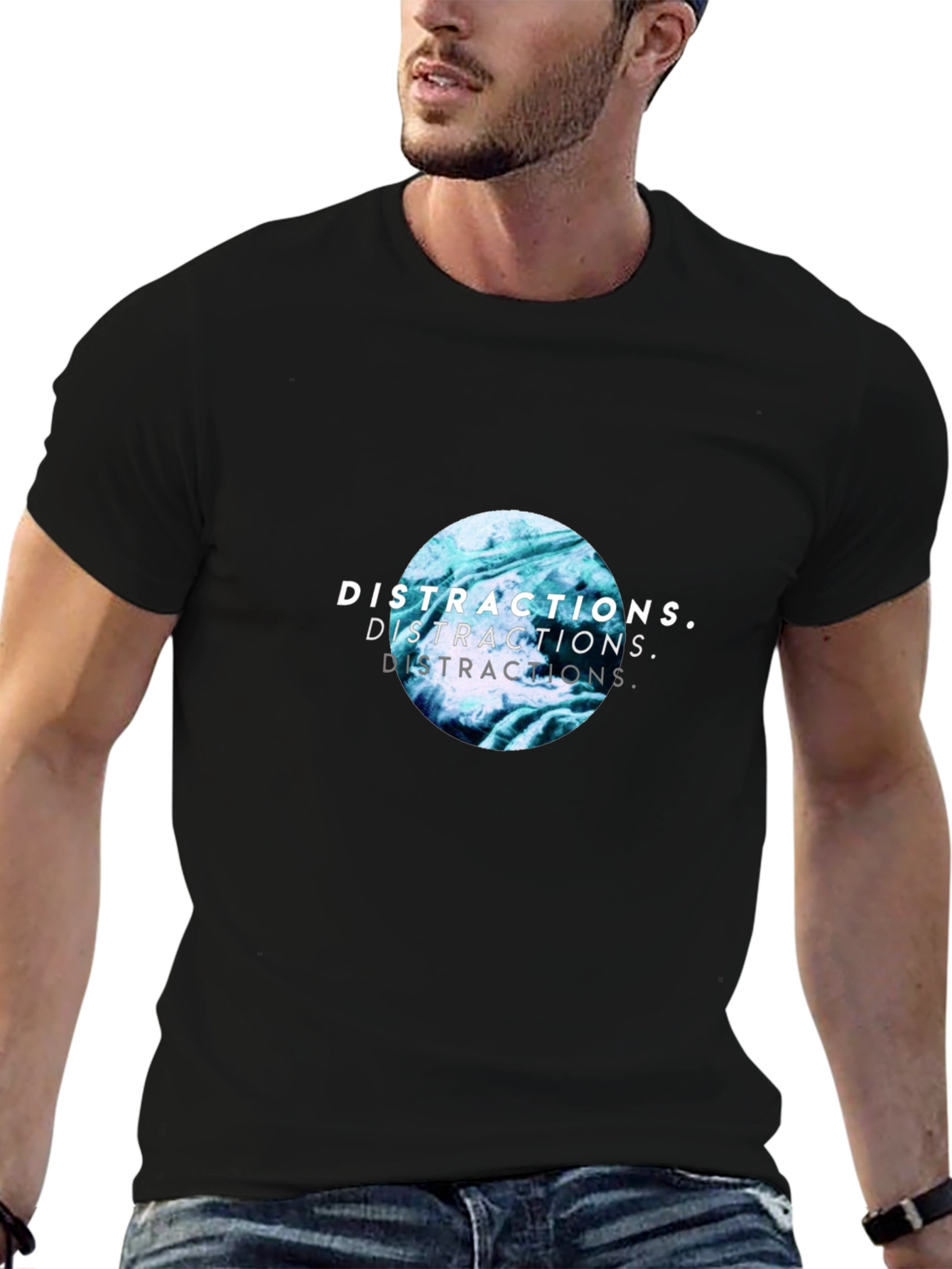 Distractions Graphic Print Crew Neck T-Shirt
