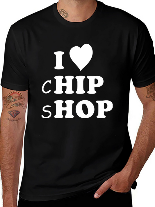 I Love Chip Shop T-Shirt Heart Graphic Casual Wear