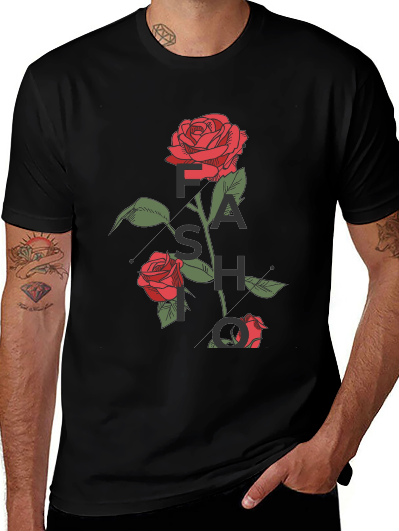 Rose Graphic Black T-Shirt
