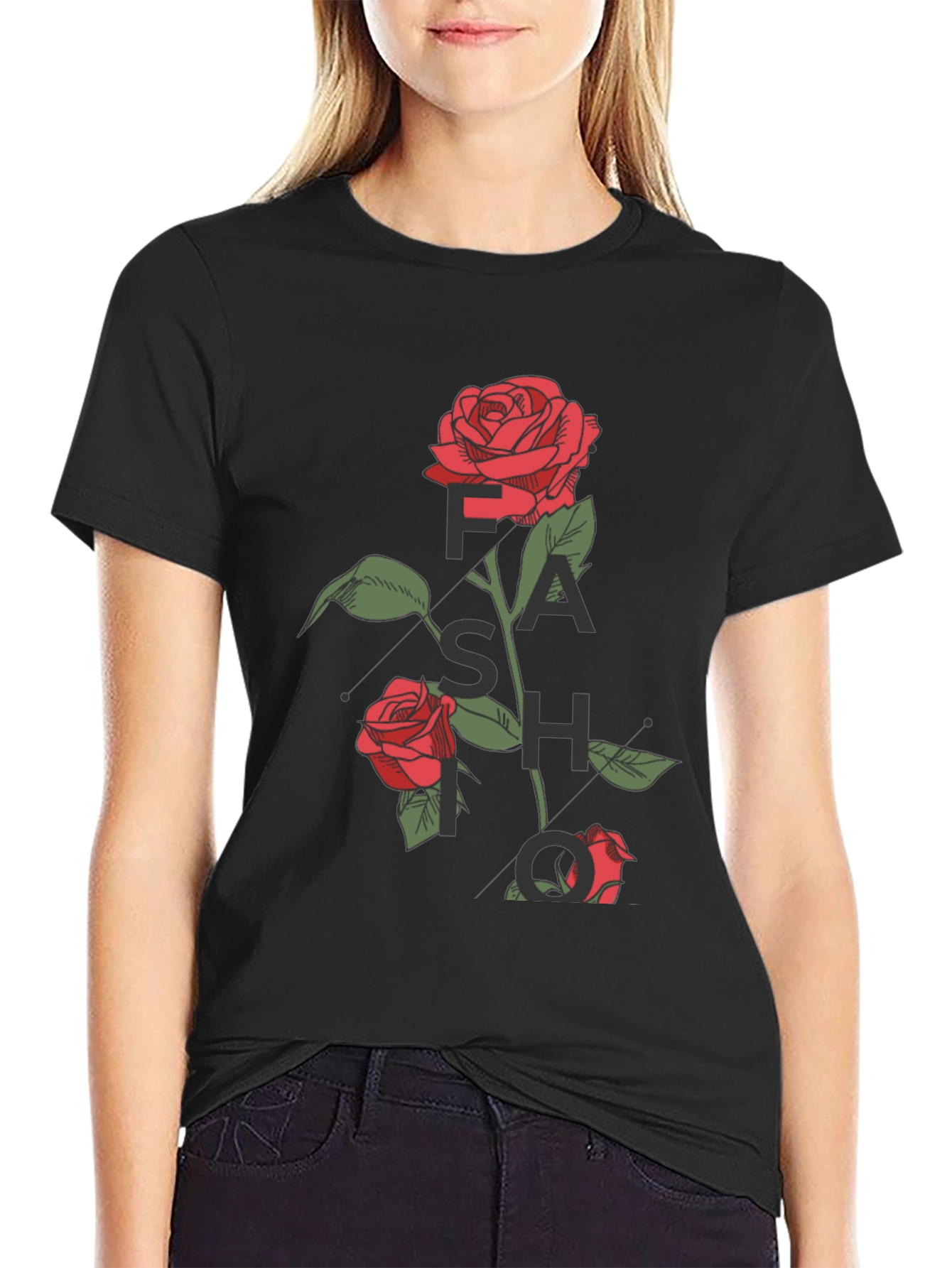 Rose Graphic Black T-Shirt