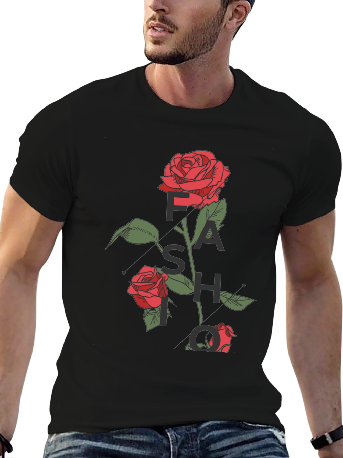 Rose Graphic Black T-Shirt