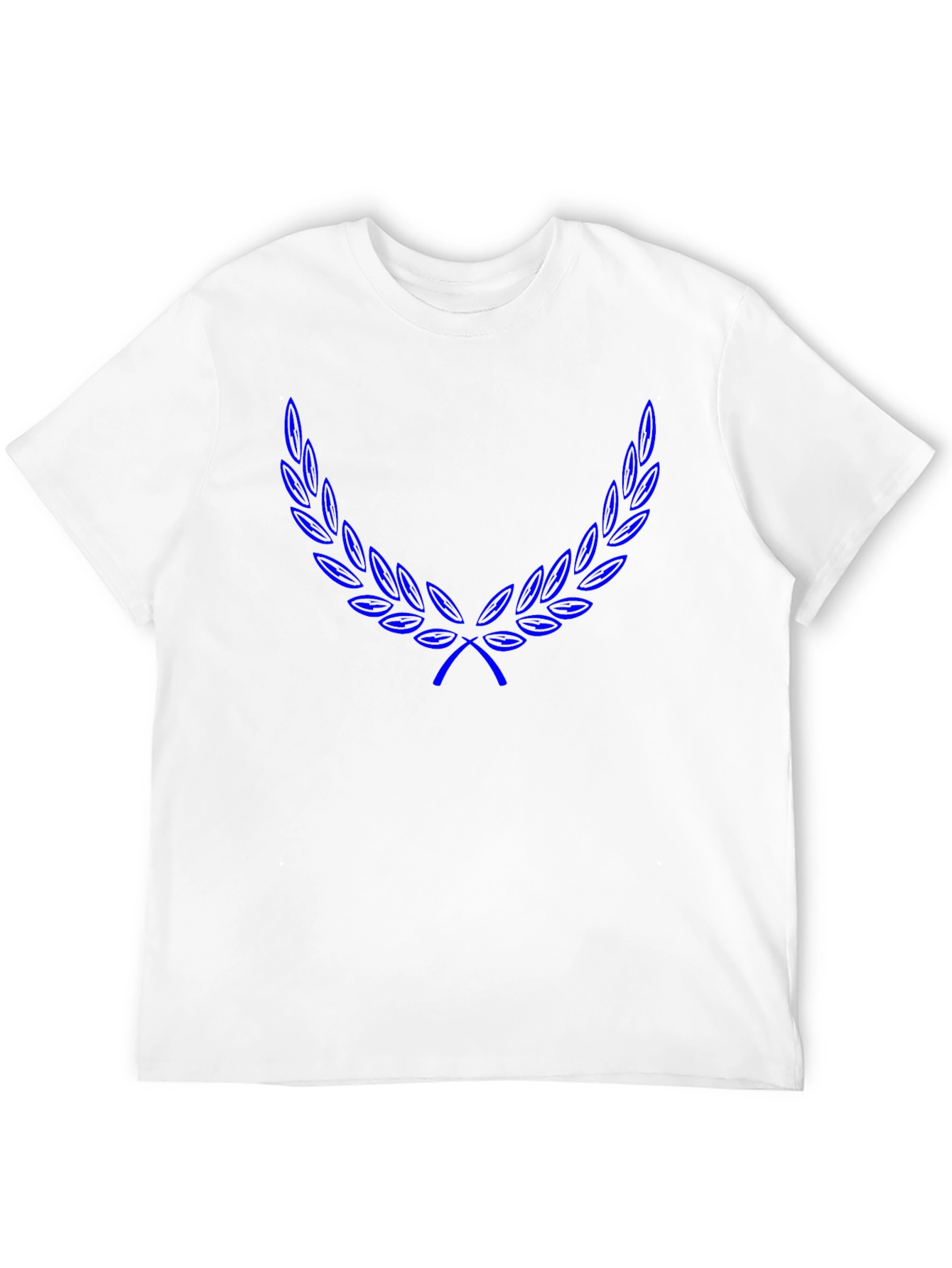 Black T-Shirt with Blue Laurel Wreath Design