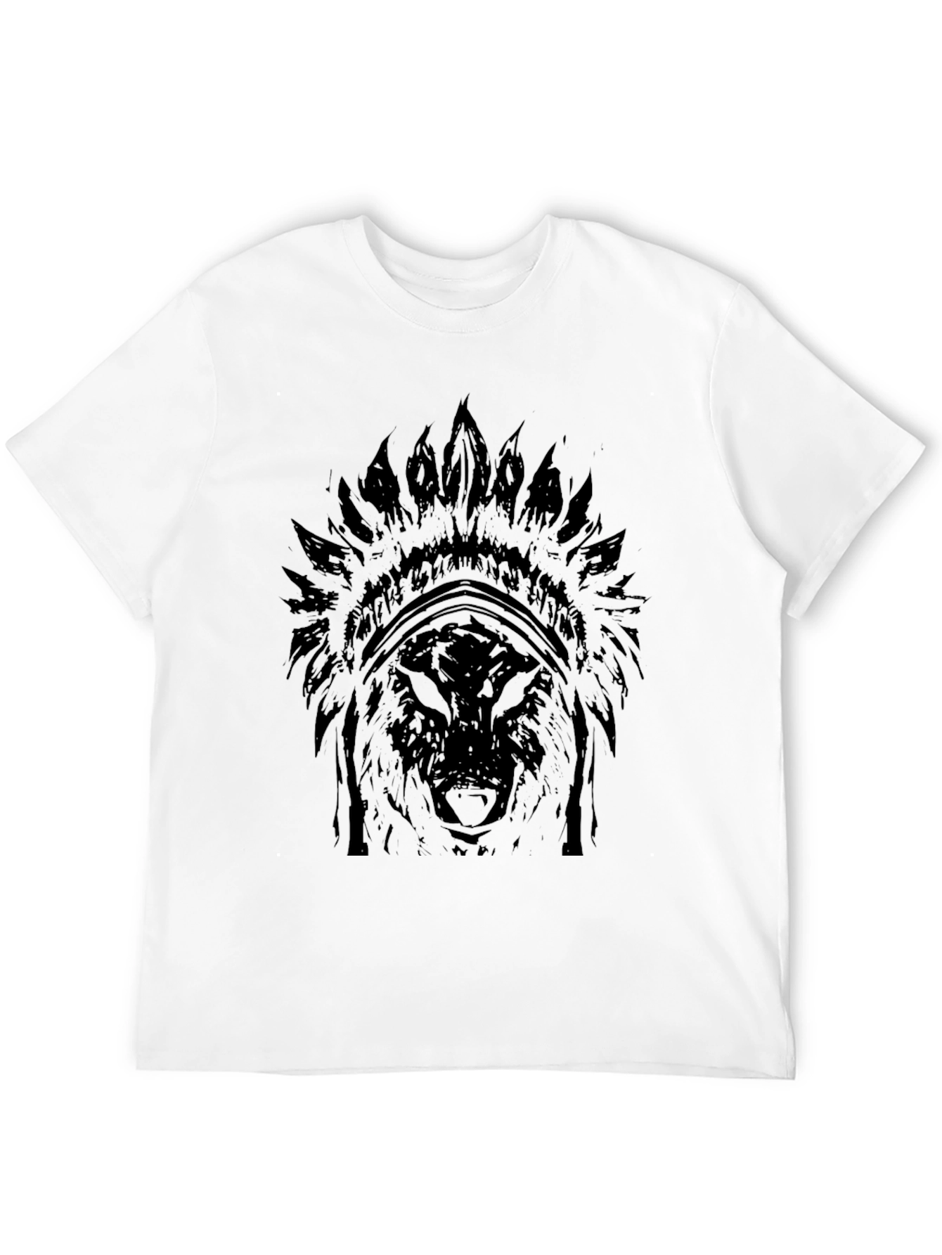 Black Wolf Headdress Graphic T-Shirt