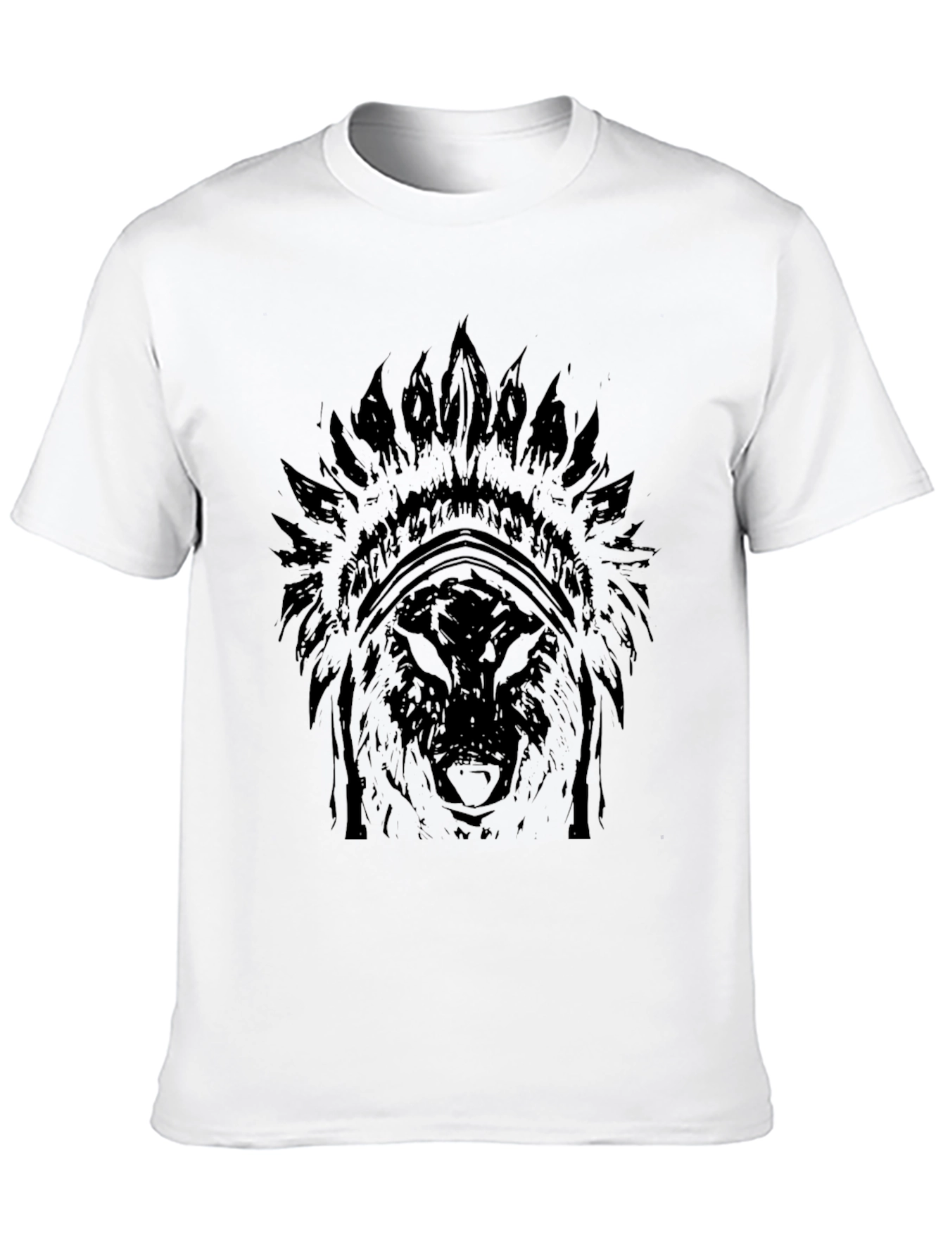 Black Wolf Headdress Graphic T-Shirt