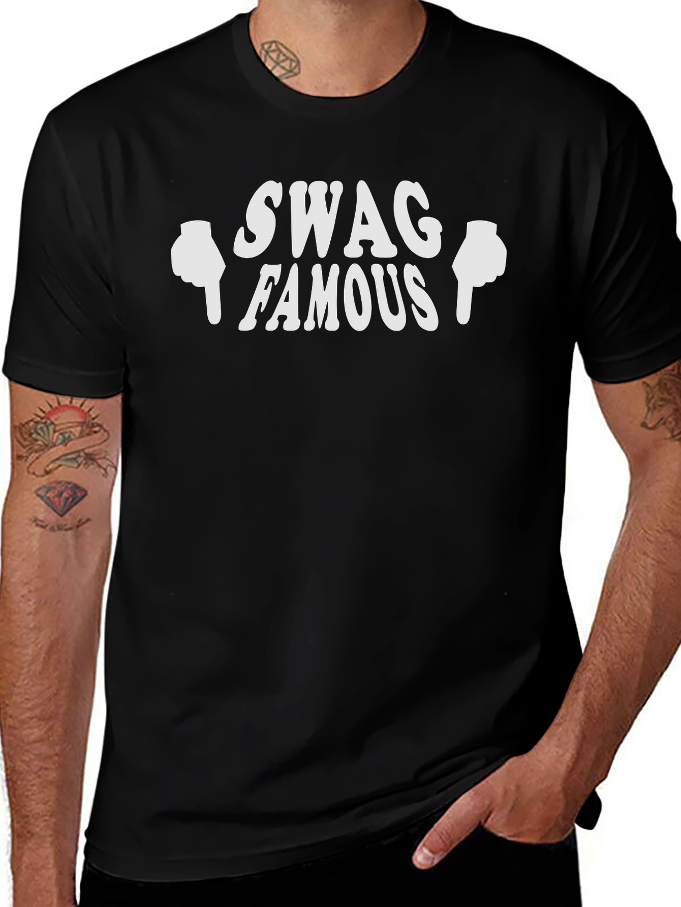 Swag Famous Black Graphic T-Shirt