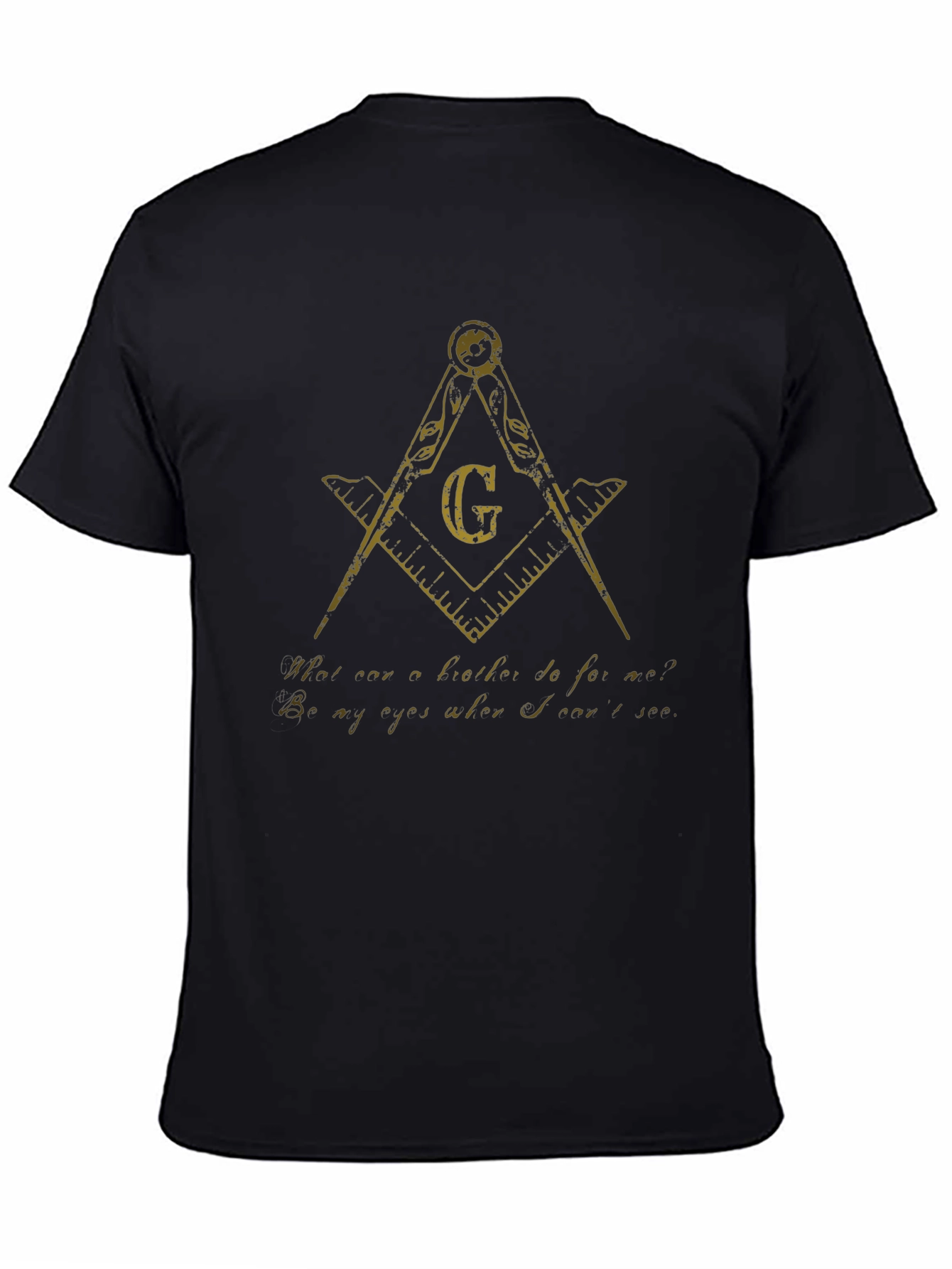Masonic Compass & Square Mens Black T-Shirt