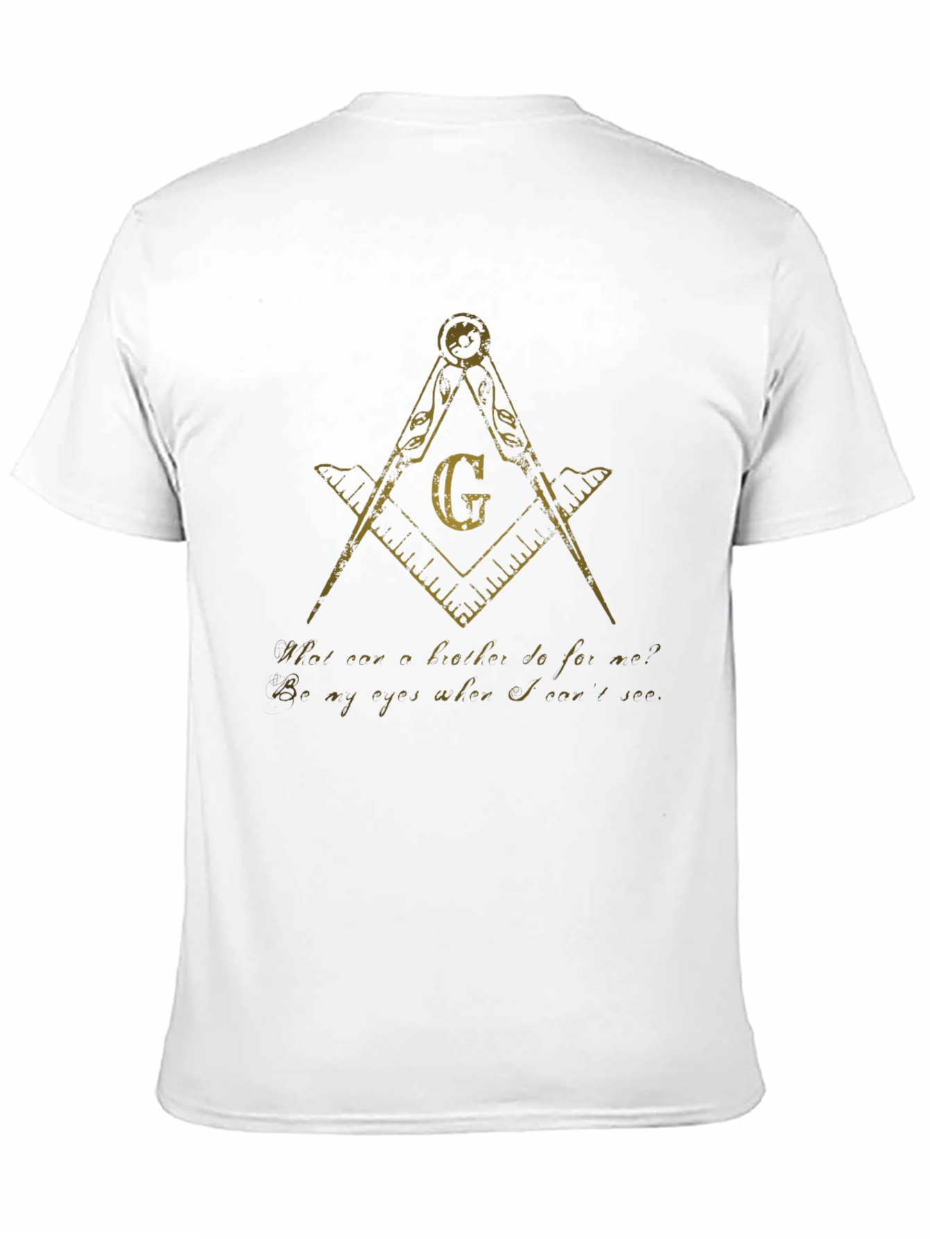 Masonic Compass & Square Mens Black T-Shirt