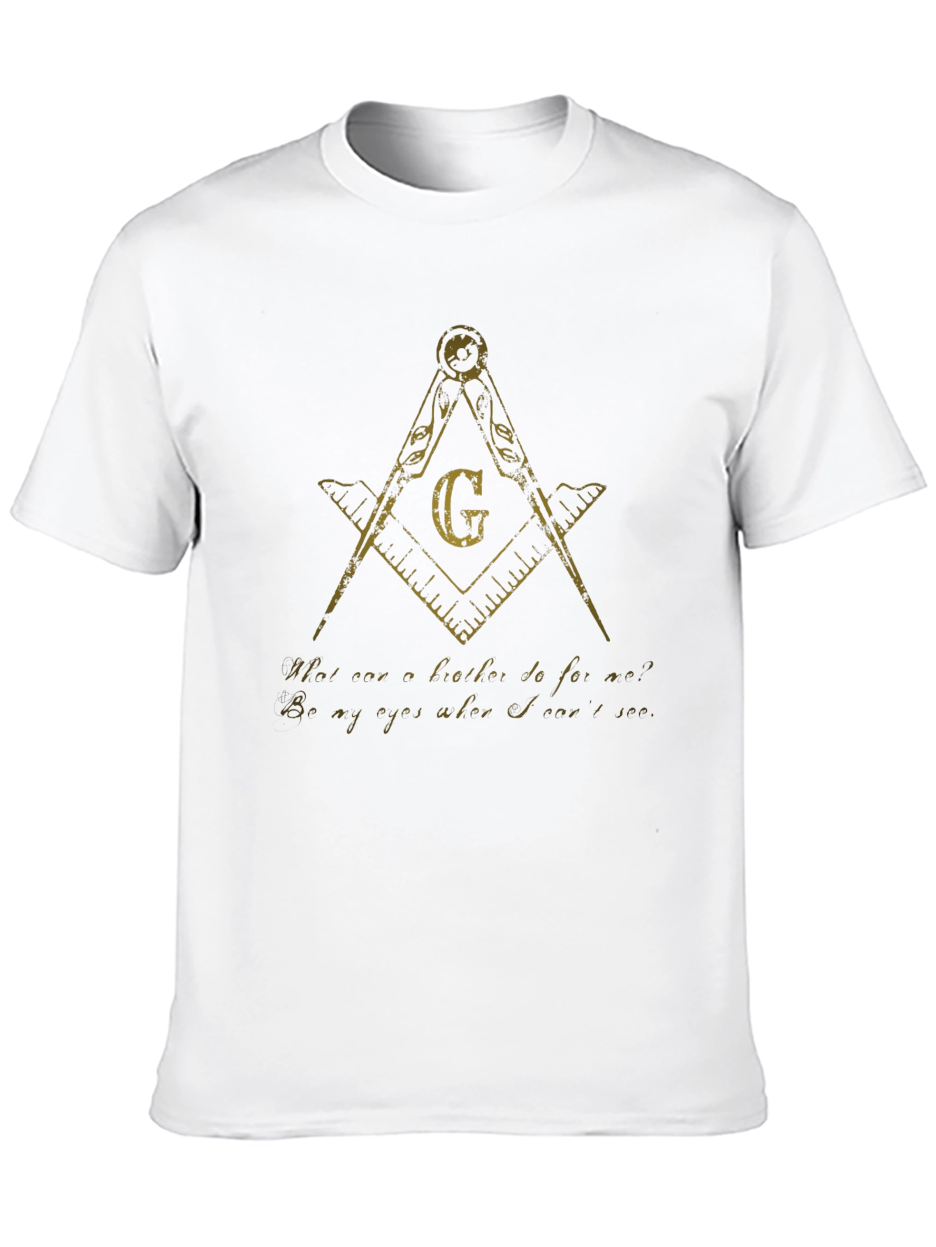 Masonic Compass & Square Mens Black T-Shirt