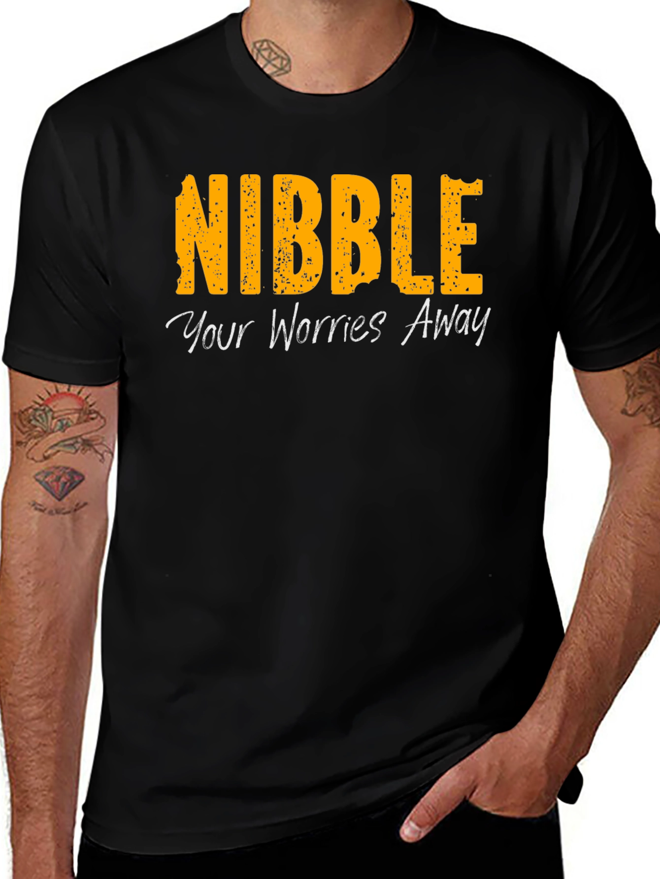 Nibble Your Worries Away Black T-Shirt