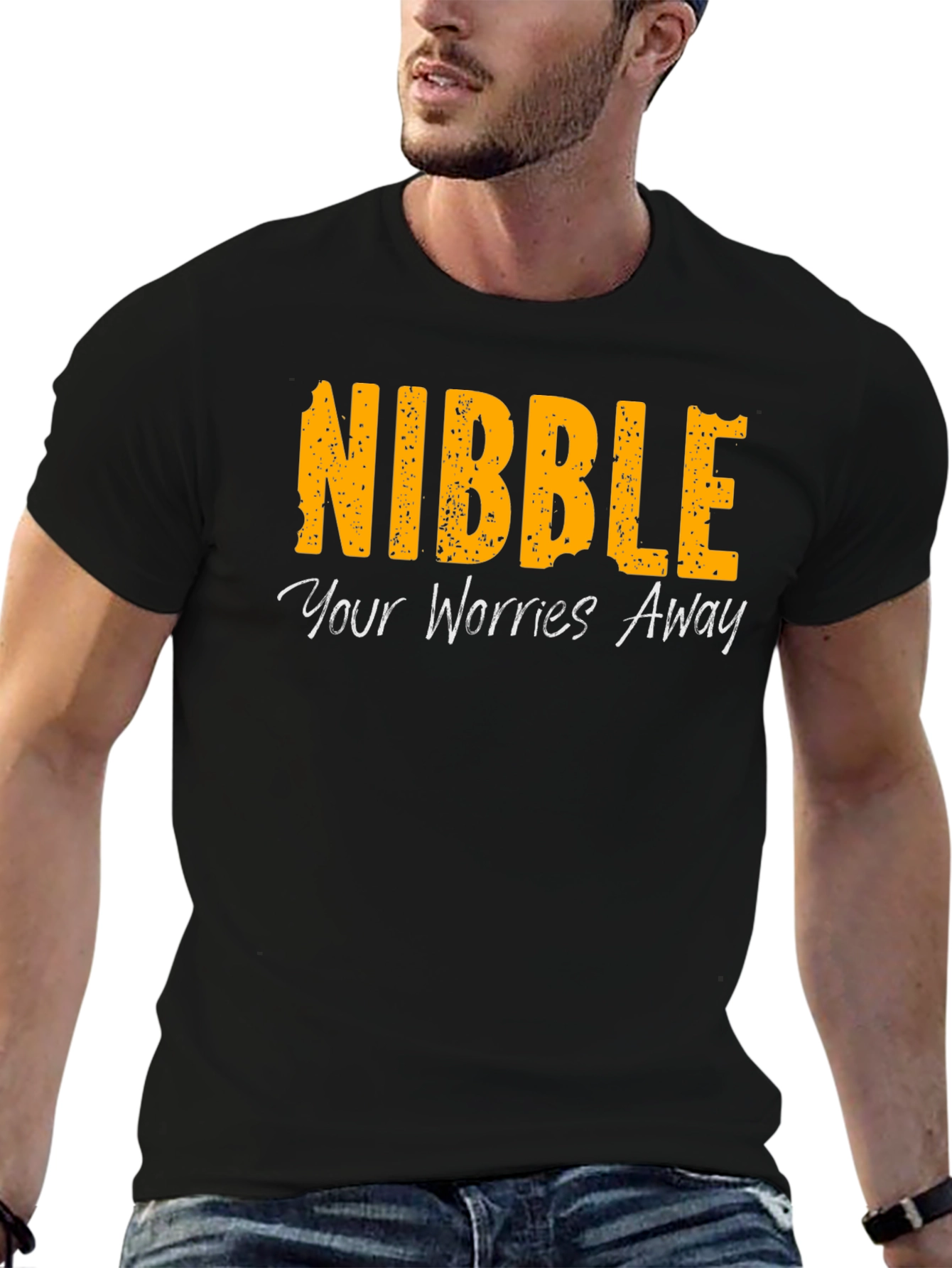 Nibble Your Worries Away Black T-Shirt