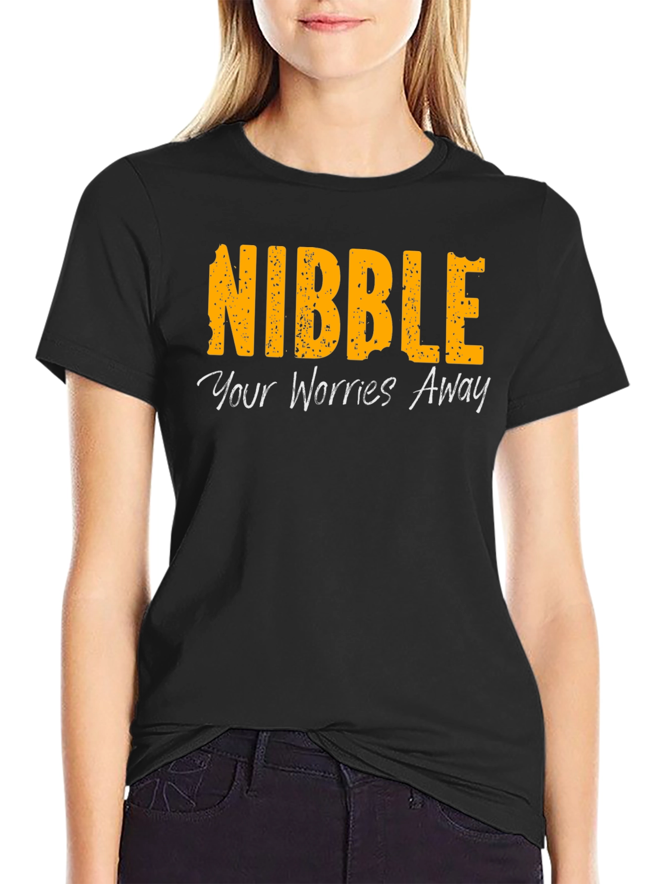 Nibble Your Worries Away Black T-Shirt