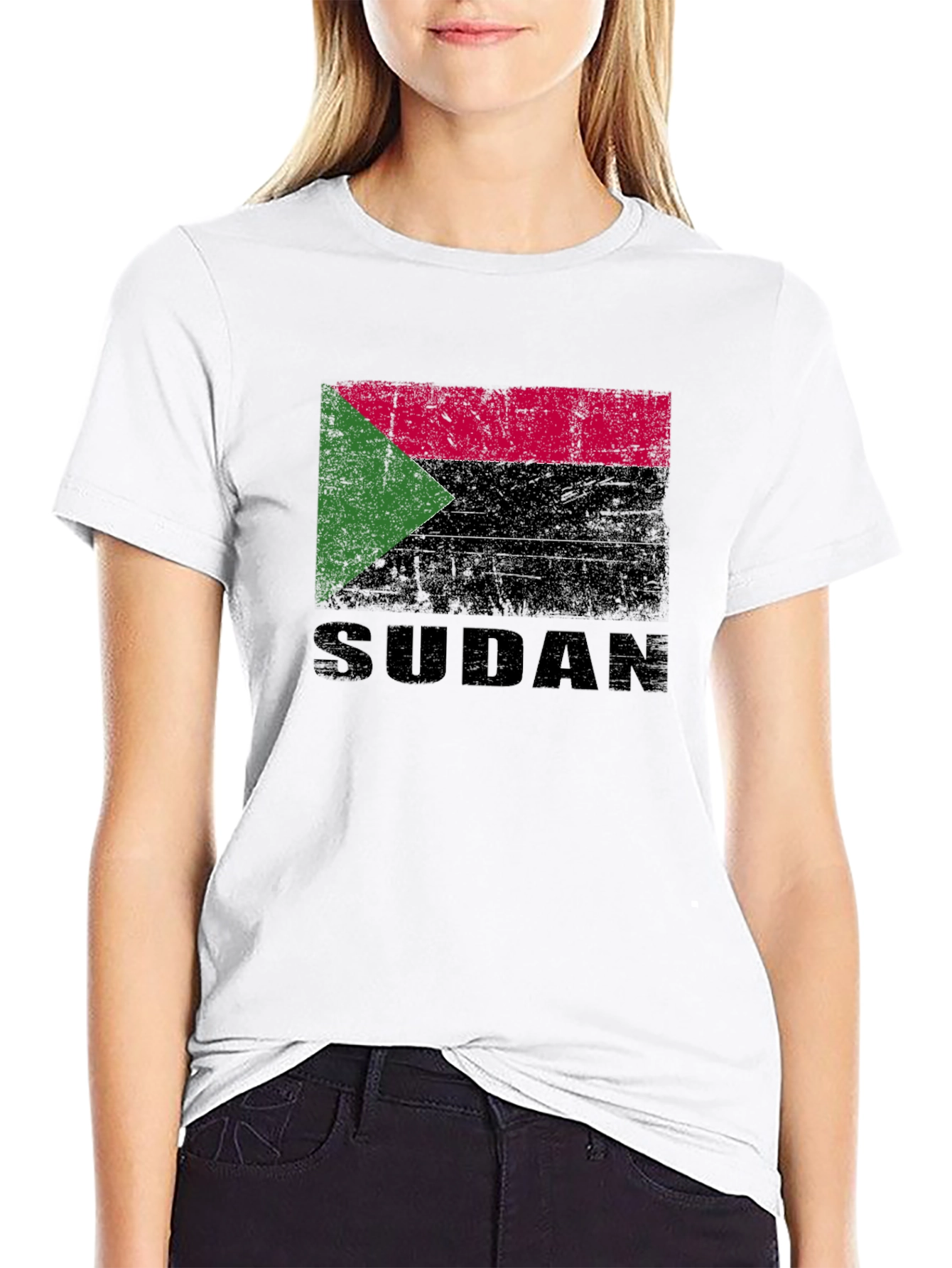 Sudan Flag T-Shirt - Black Cotton Tee