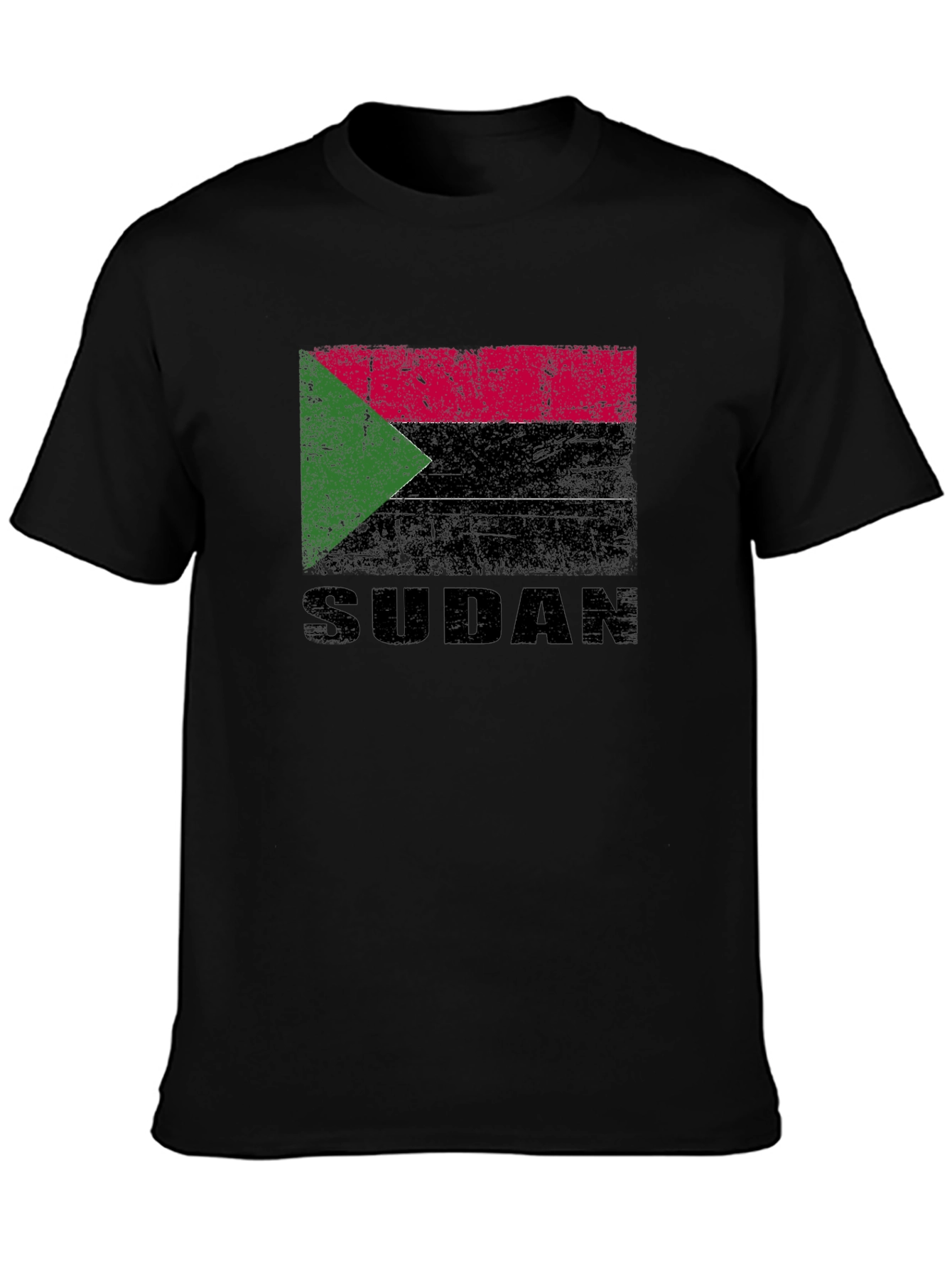 Sudan Flag T-Shirt - Black Cotton Tee
