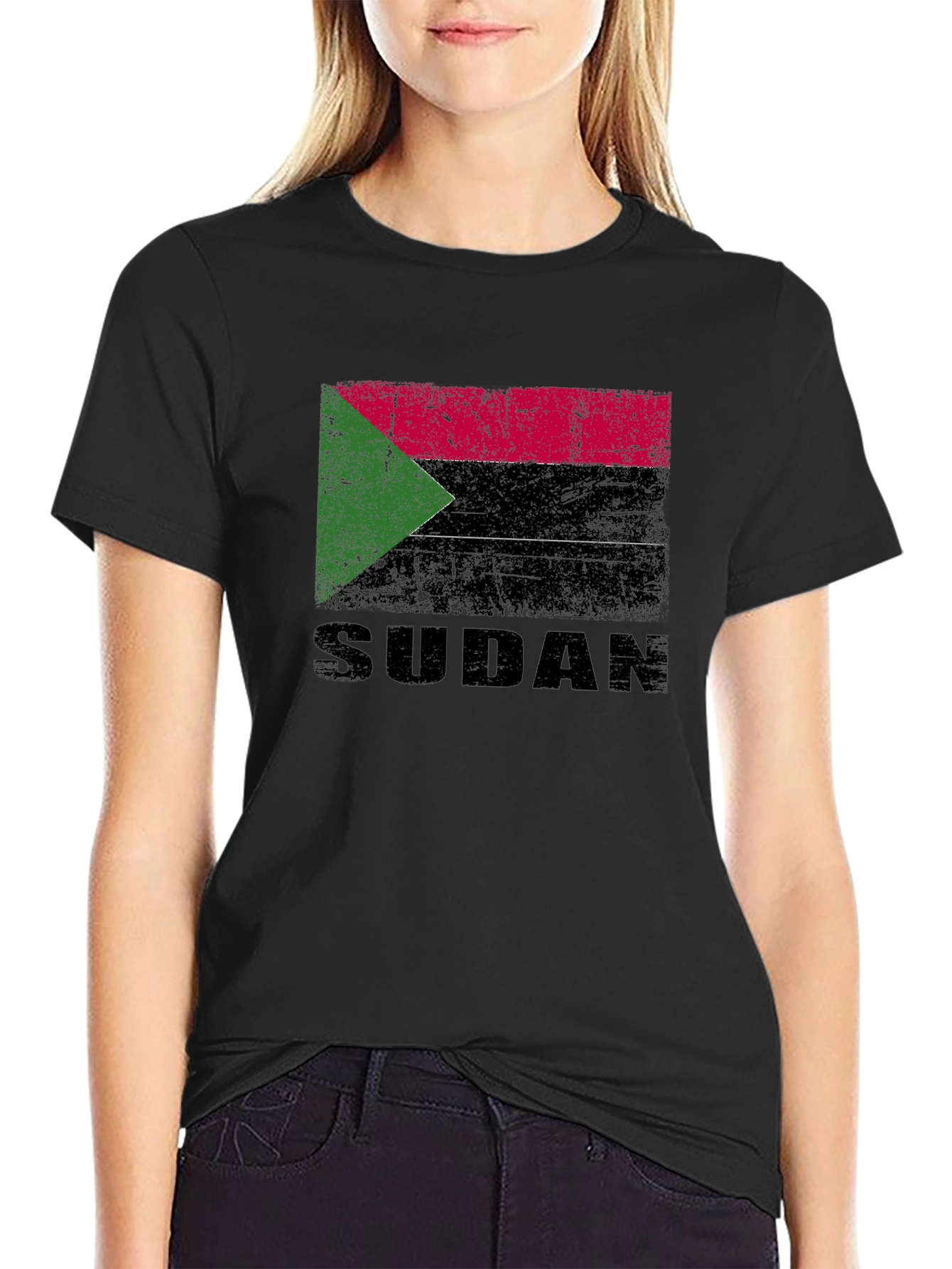 Sudan Flag T-Shirt - Black Cotton Tee
