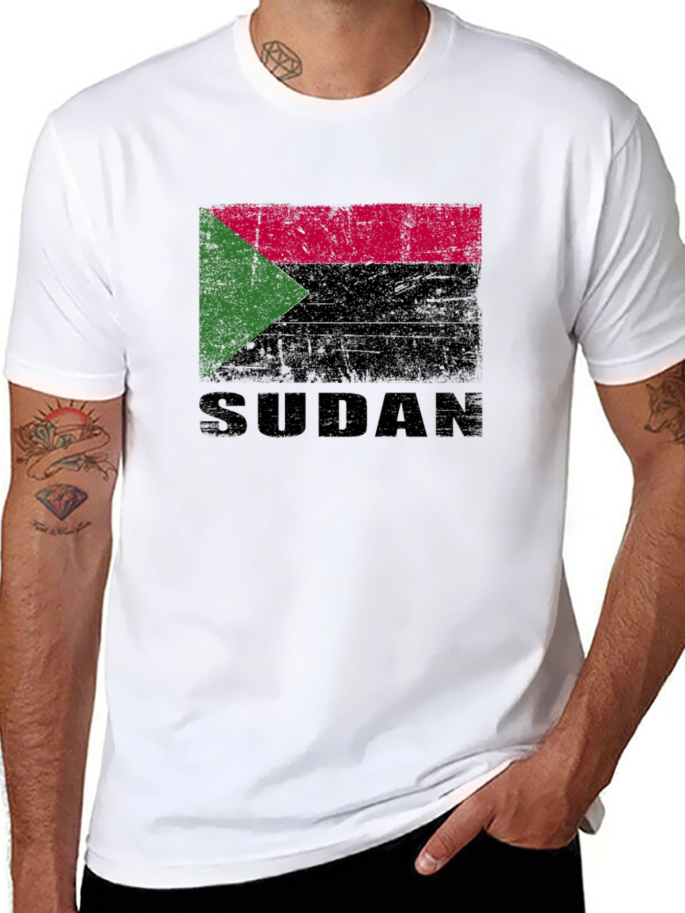 Sudan Flag T-Shirt - Black Cotton Tee