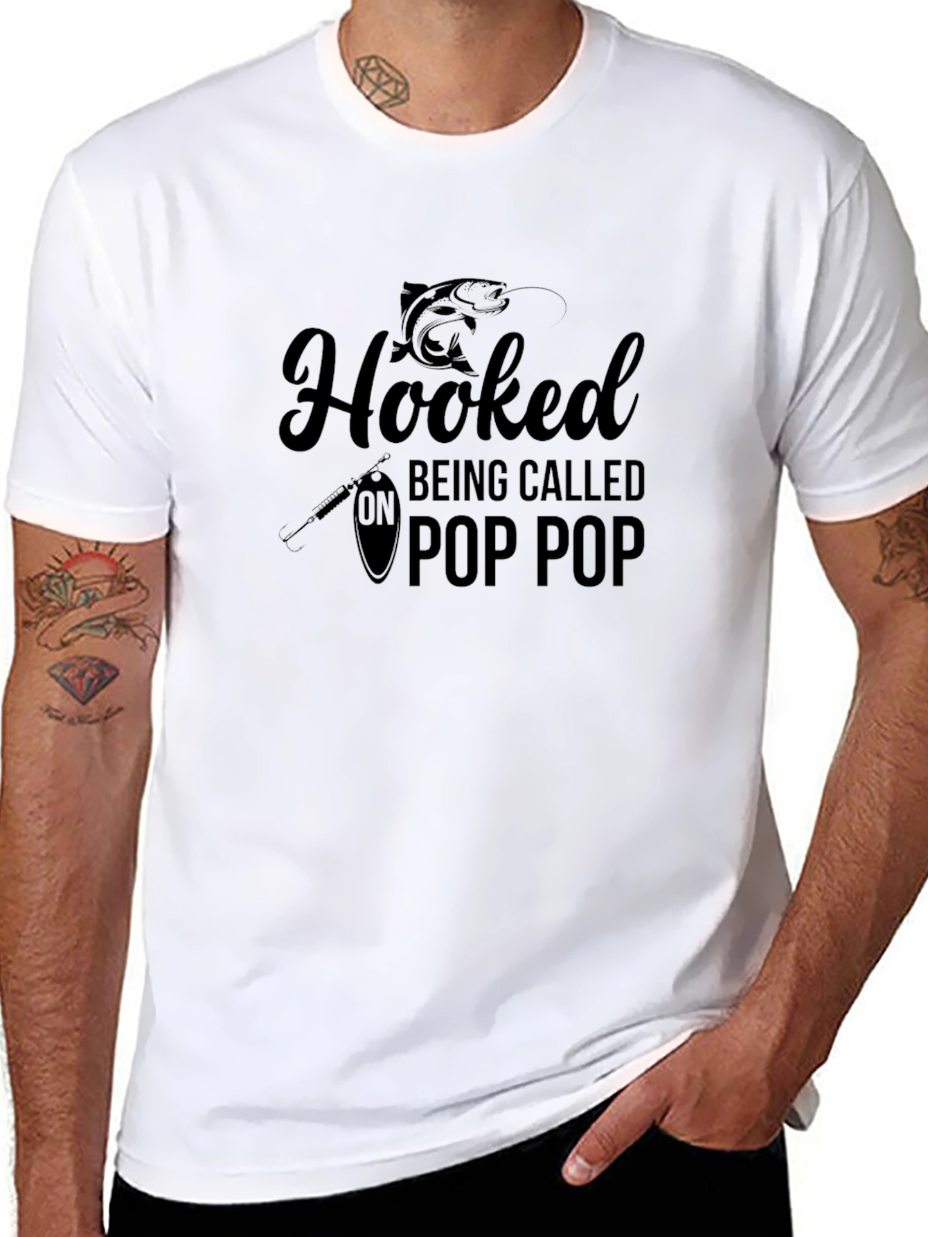 Hooked On Pop Pop Black Graphic Tee