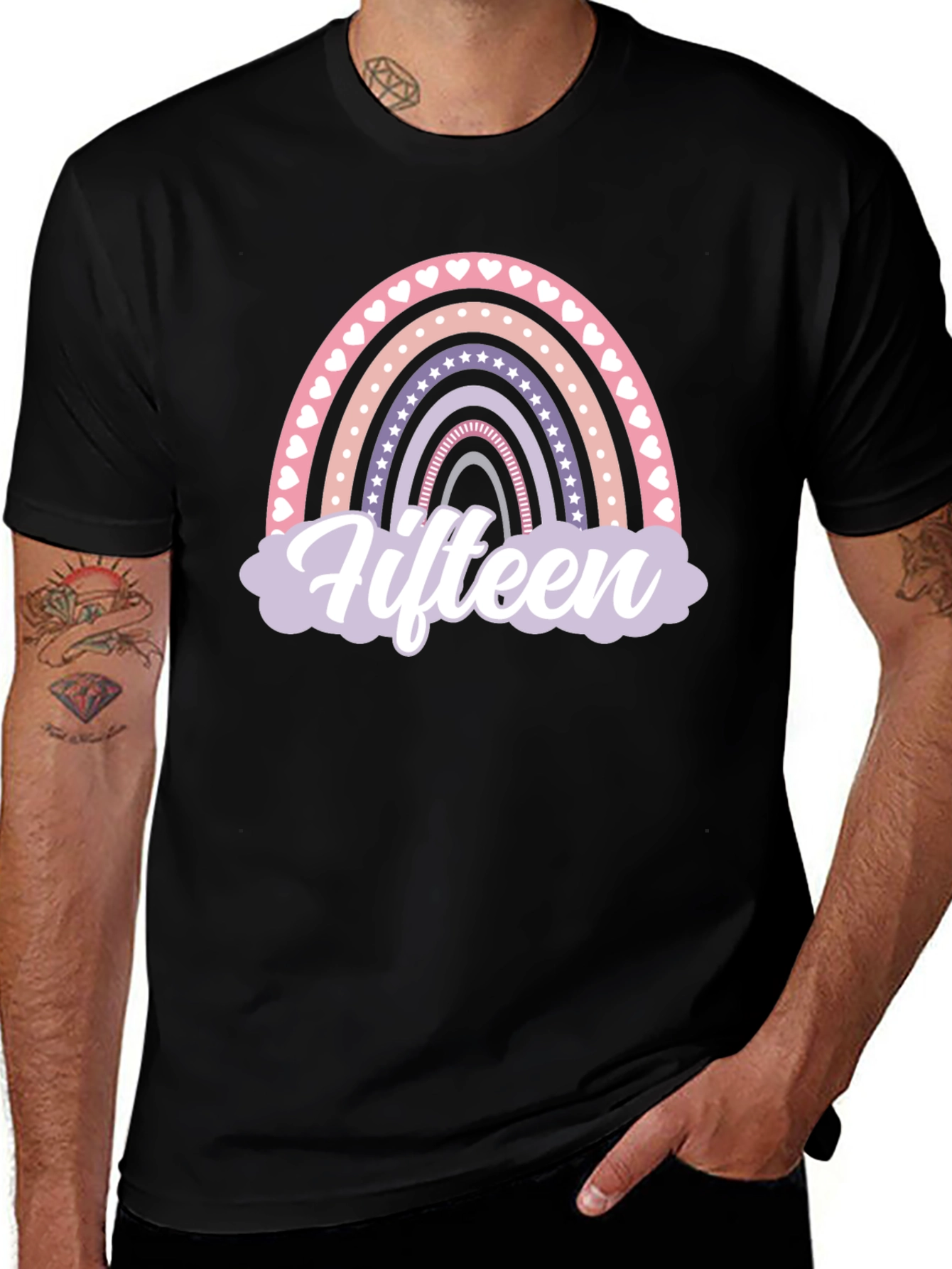 Fifteen Rainbow Graphic T-Shirt - Birthday Party Tee