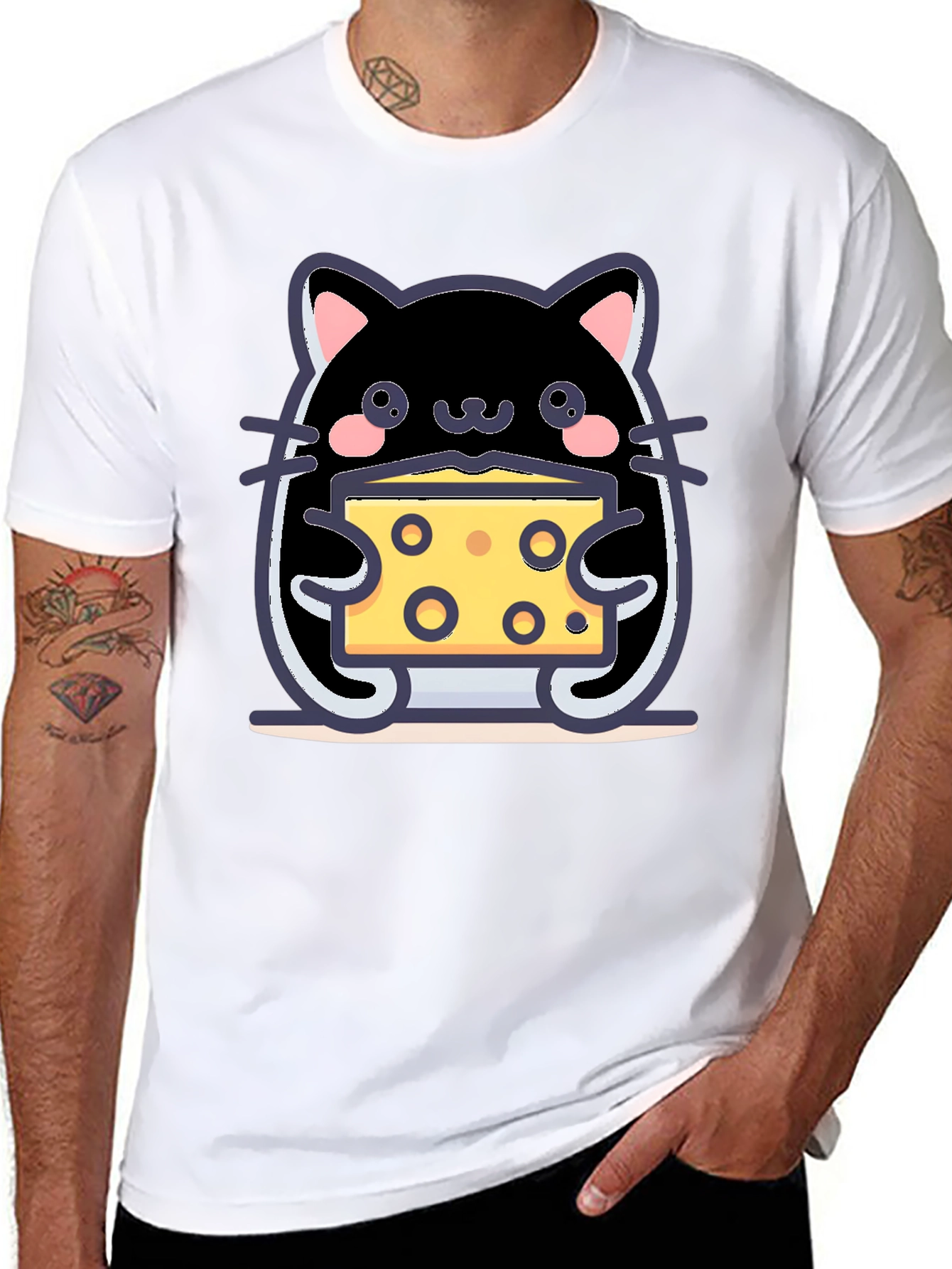 Cute Kawaii Cat Cheese Lover T-Shirt